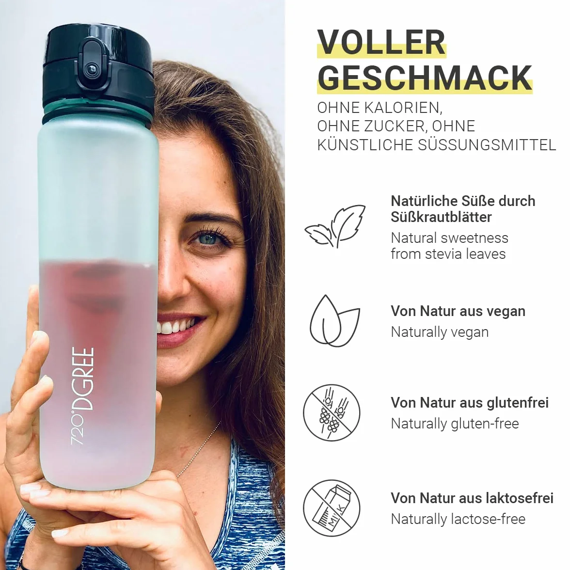 720°DGREE Sabor para Agua "InFuuzed" - Melón 1x 20 sobres - Bebida fría sin Azúcar, Calorías - Naturalmente deliciosa para botella - Alternativa a limonada, té helado, jarabe, pastillas efervescentes