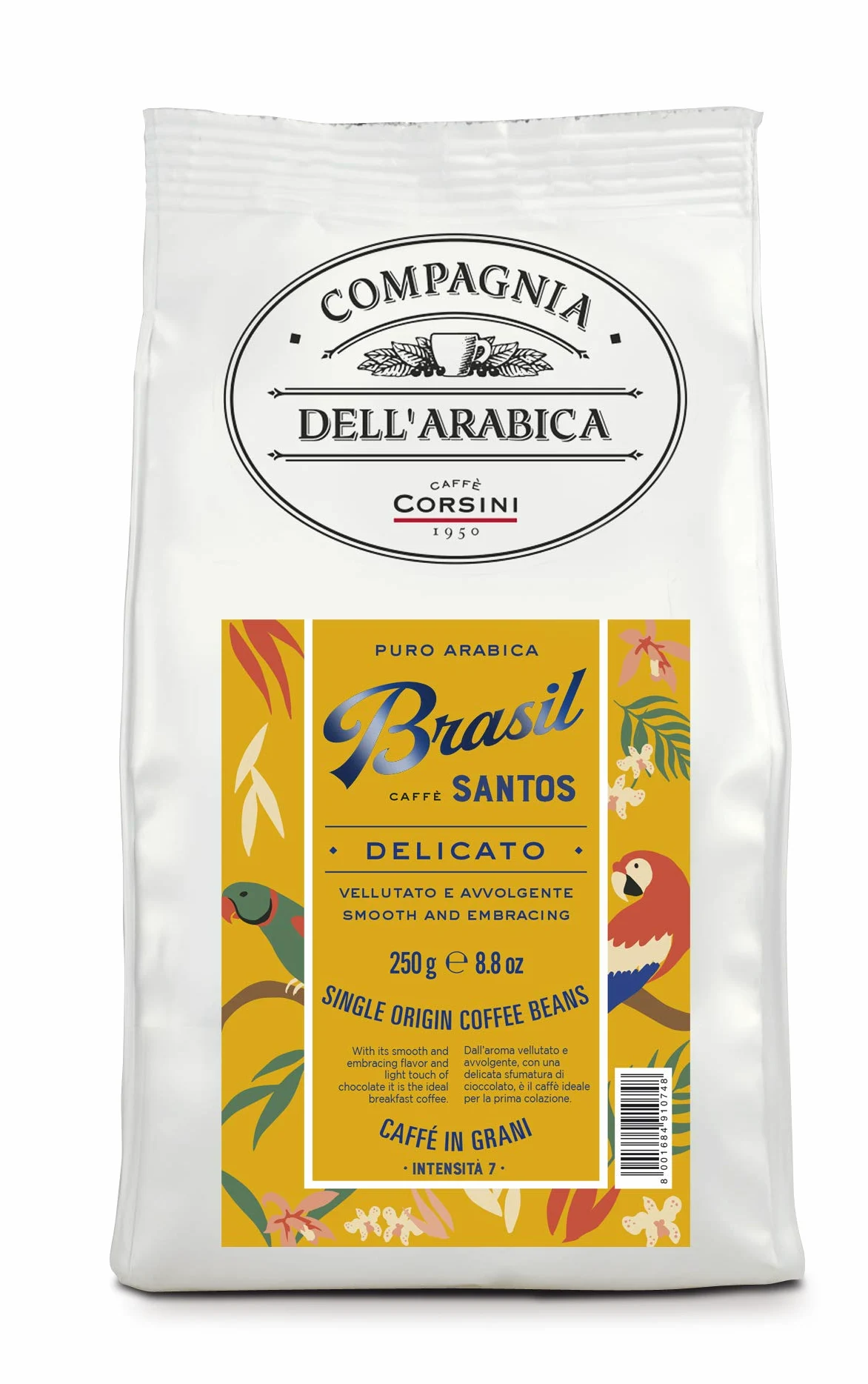 Caffè Corsini - Café en Grano 3x250g Compagnia Dell’Arabica Mix Brasil/Colombia/India, Mono Origen, 750g en Total. (Paquete de 2)