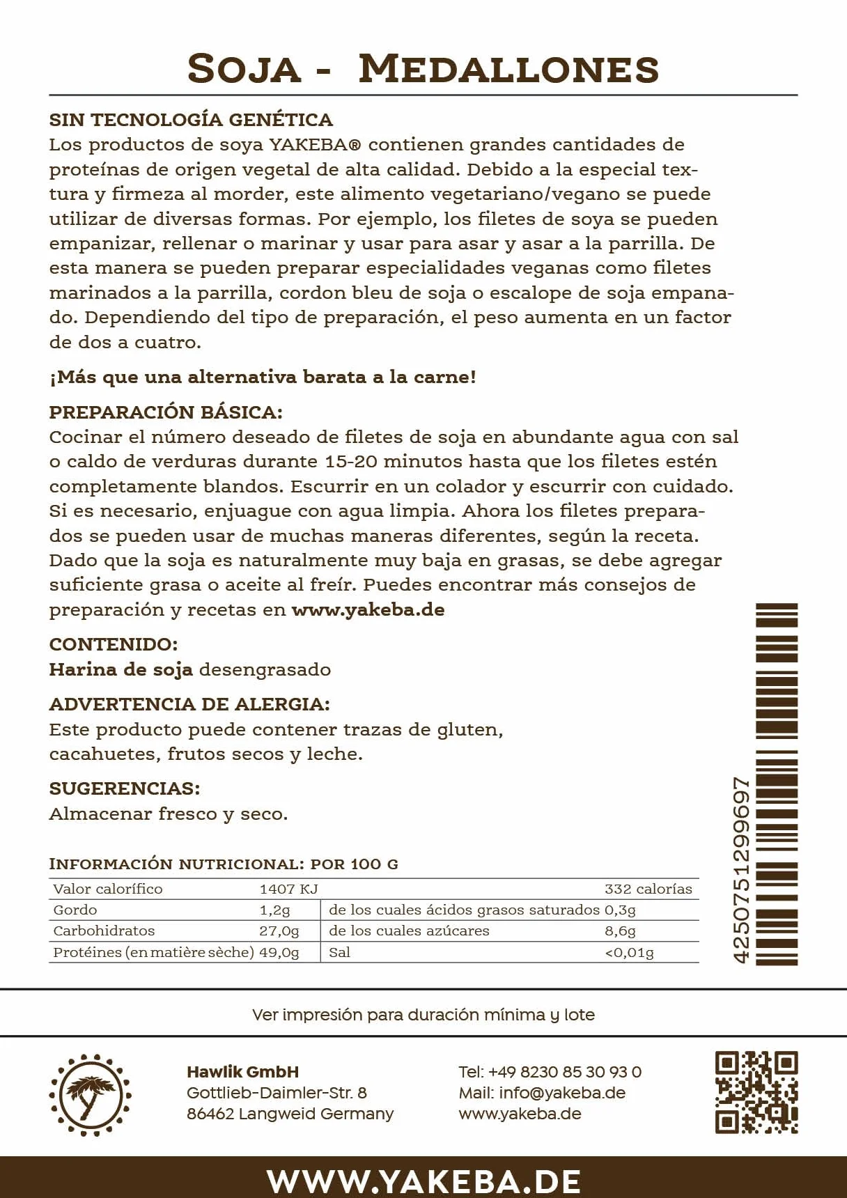 Yakeba | Nuggets de soja | Filetes/Medallones | 500g | Cultivado en Europa | Sustituto vegano de la carne | Soja Texturizada | Rico en proteínas | Alternativa al seitán o al tofu