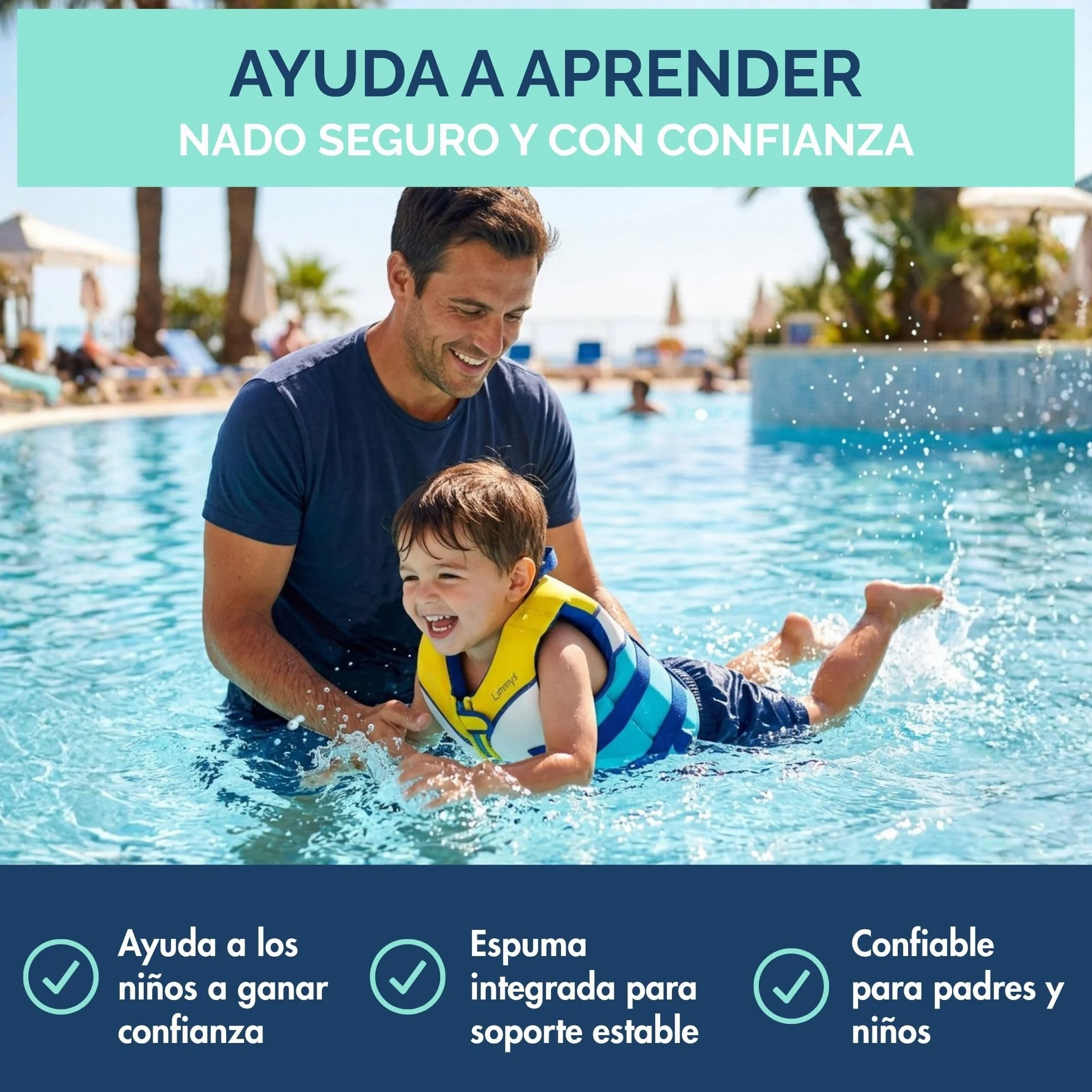 Limmys Chaleco de Natación para Niños con Paneles de Espuma, Certificado CE, Doble Cremallera YKK, Neopreno Premium