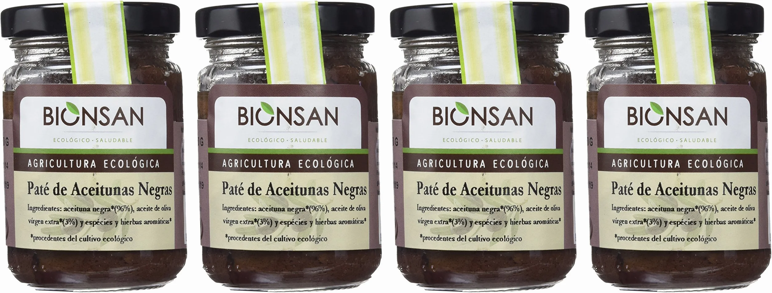 Bionsan paté de aceitunas negras - 4 tarros de cristal de 140 gr - Total: 560 gr (43101)