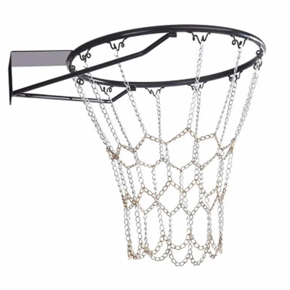 Basketballnetz mit Stahlkette, 12 Verschlussreifen, zweifarbiges Metall