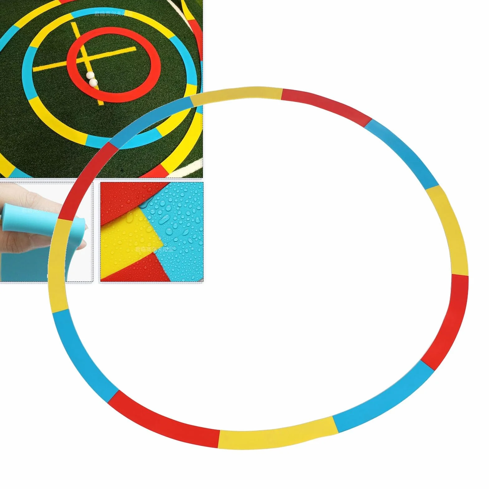 Focket Círculo de Objetivo de Golf, Ayuda de Entrenamiento para Lanzar, Anillos Multicolores (Rojo Amarillo)