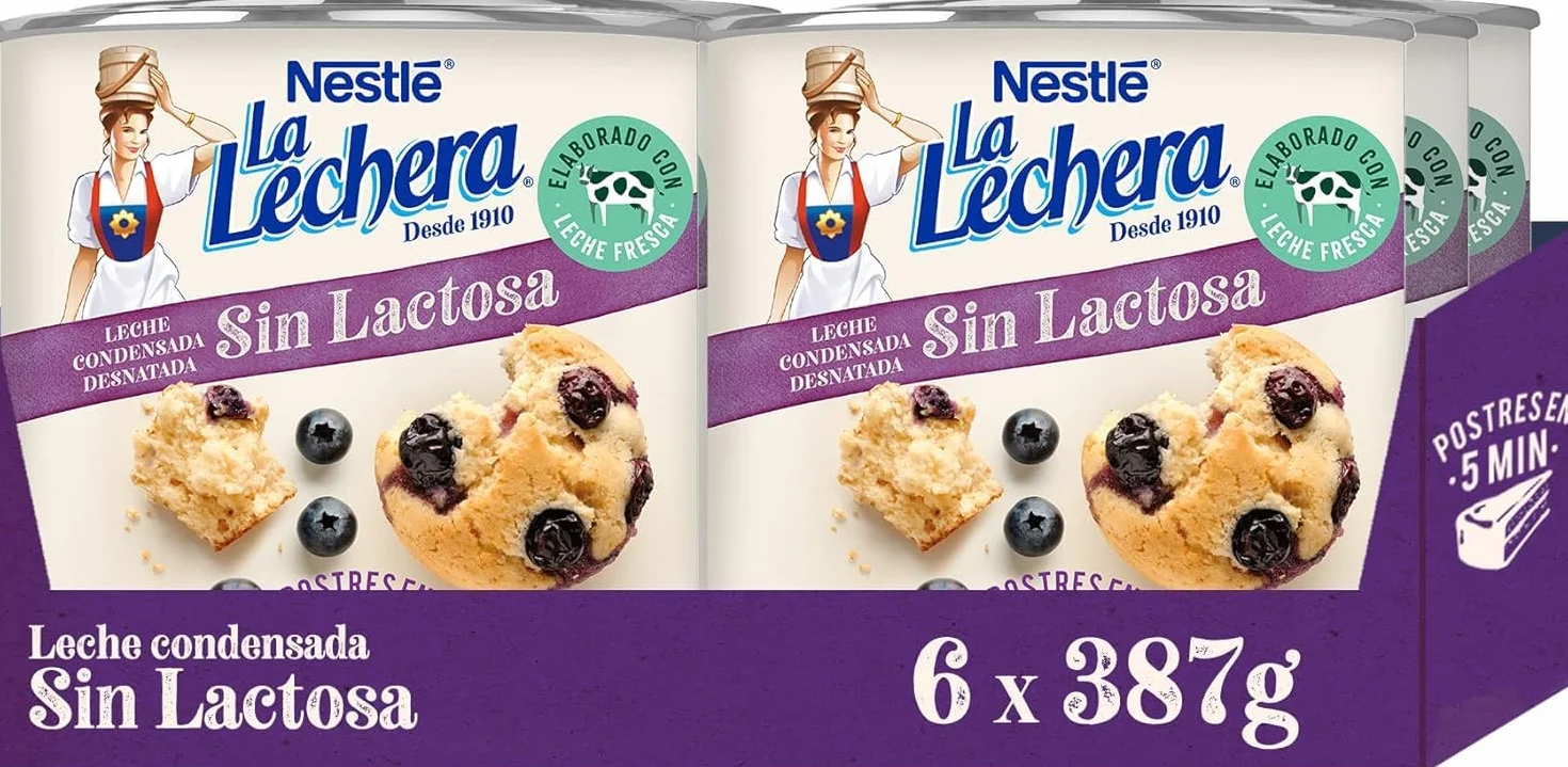 NESTLÉ LA LECHERA leche condensada desnatada Sin Lactosa Lata 6x387g