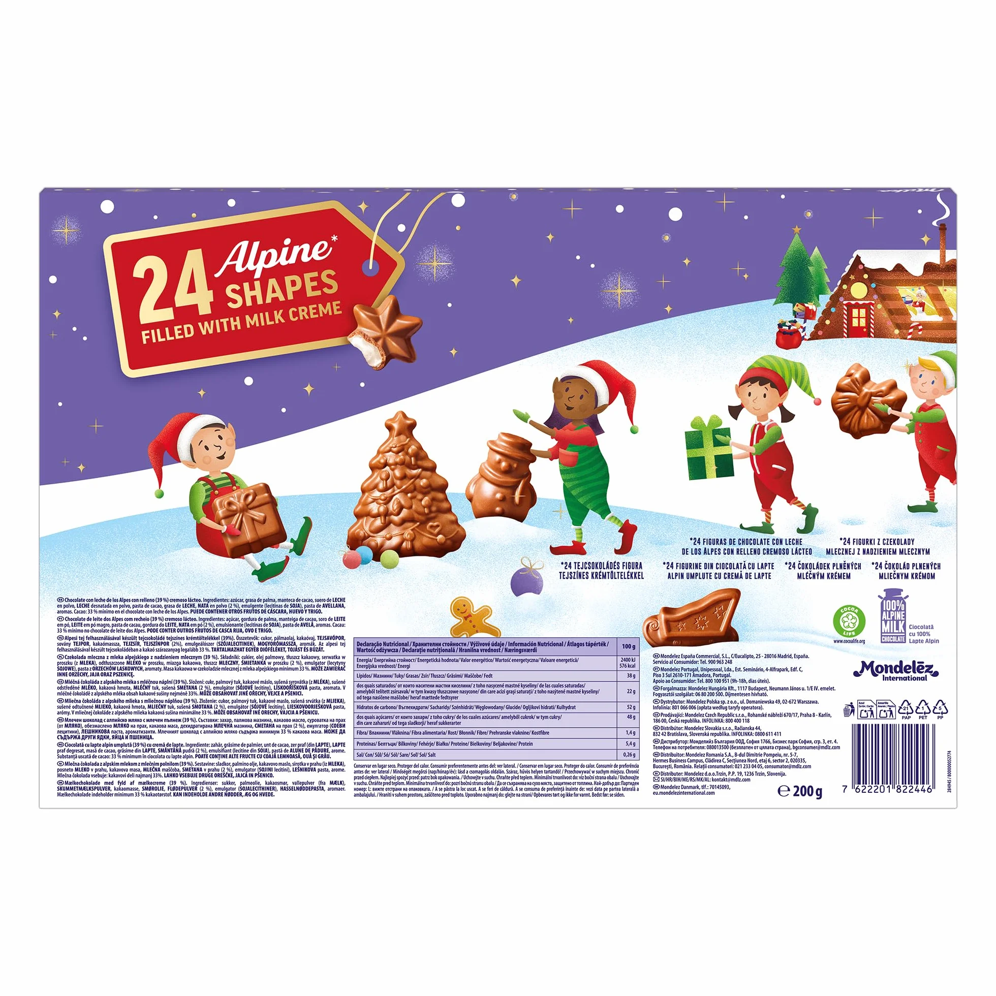 Milka Calendario de Adviento Chocolate con Leche de los Alpes, Edición Especial Navidad-200 g