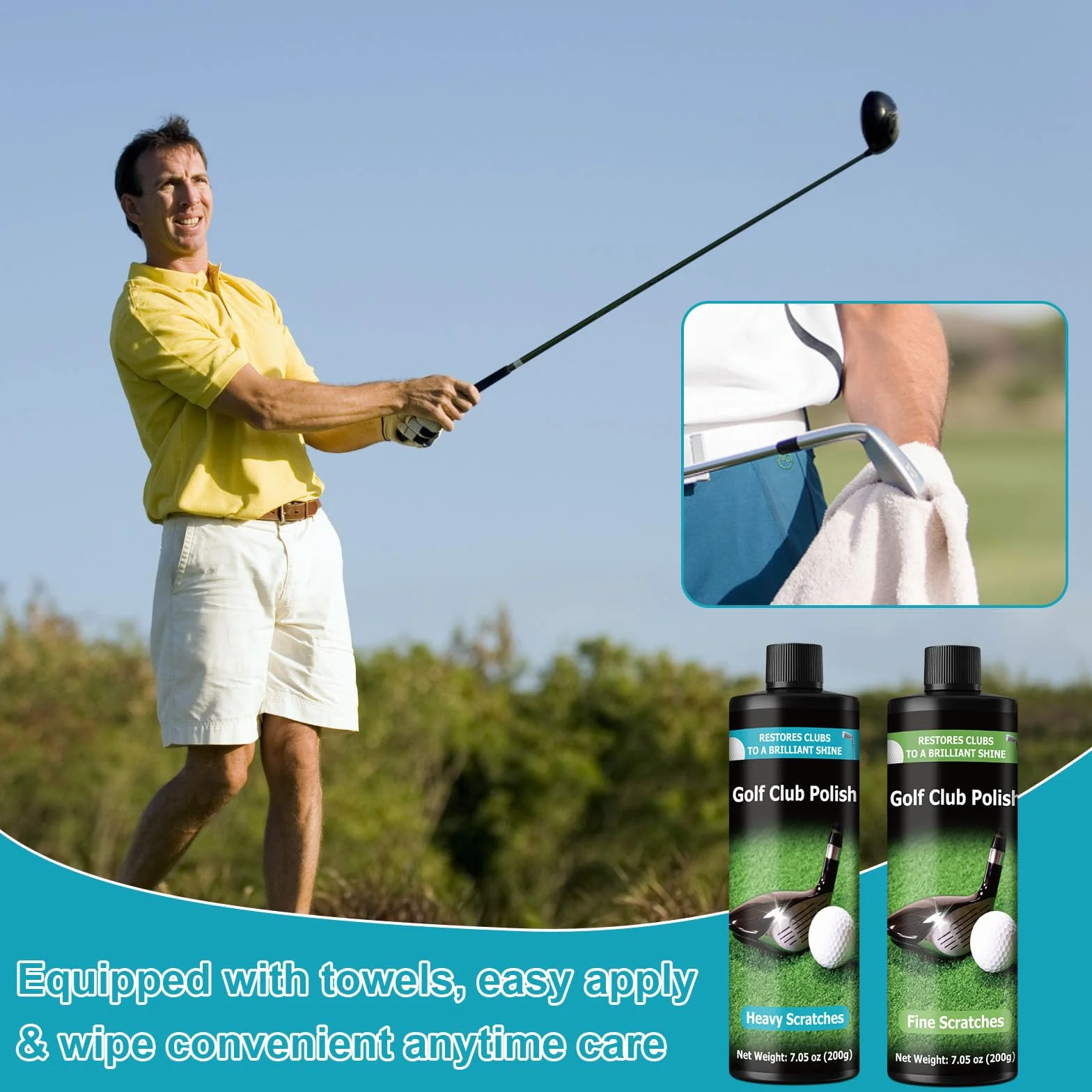 Kit de pulido para palos de golf 14.5 oz elimina rozaduras arañazos metal zinc aluminio acero