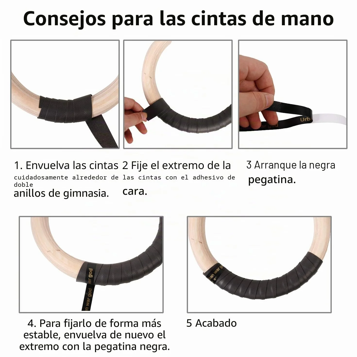 CCLIFE Anillos de Gimnasia de Madera con Correas Hebillas Ajustable, 28mm, Carga 450KG