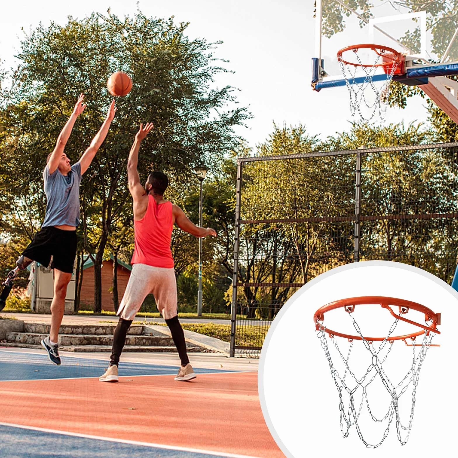 Red de Baloncesto Cadenas Metal con 12 Gancho en S Resistente Exterior Repuesto