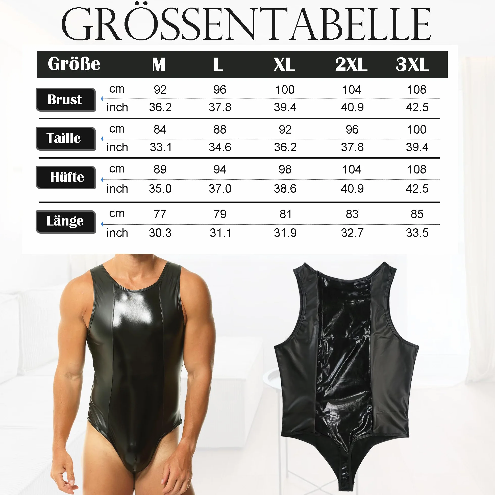 DTODWW Maillot Moldeador de Cuero Falso para Hombres, Maillot de Lucha de Ajuste Slim con Brillo, Chaleco Sin Mangas