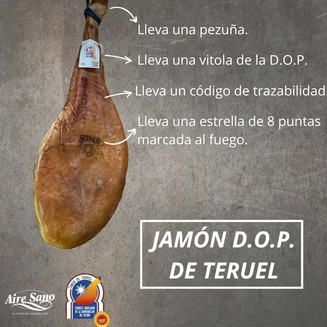 Aire Sano - Jamón Oro Blanco Denominación de Origen Teruel - Curación Minima de 25 Meses - (8,0-8,5 KG).