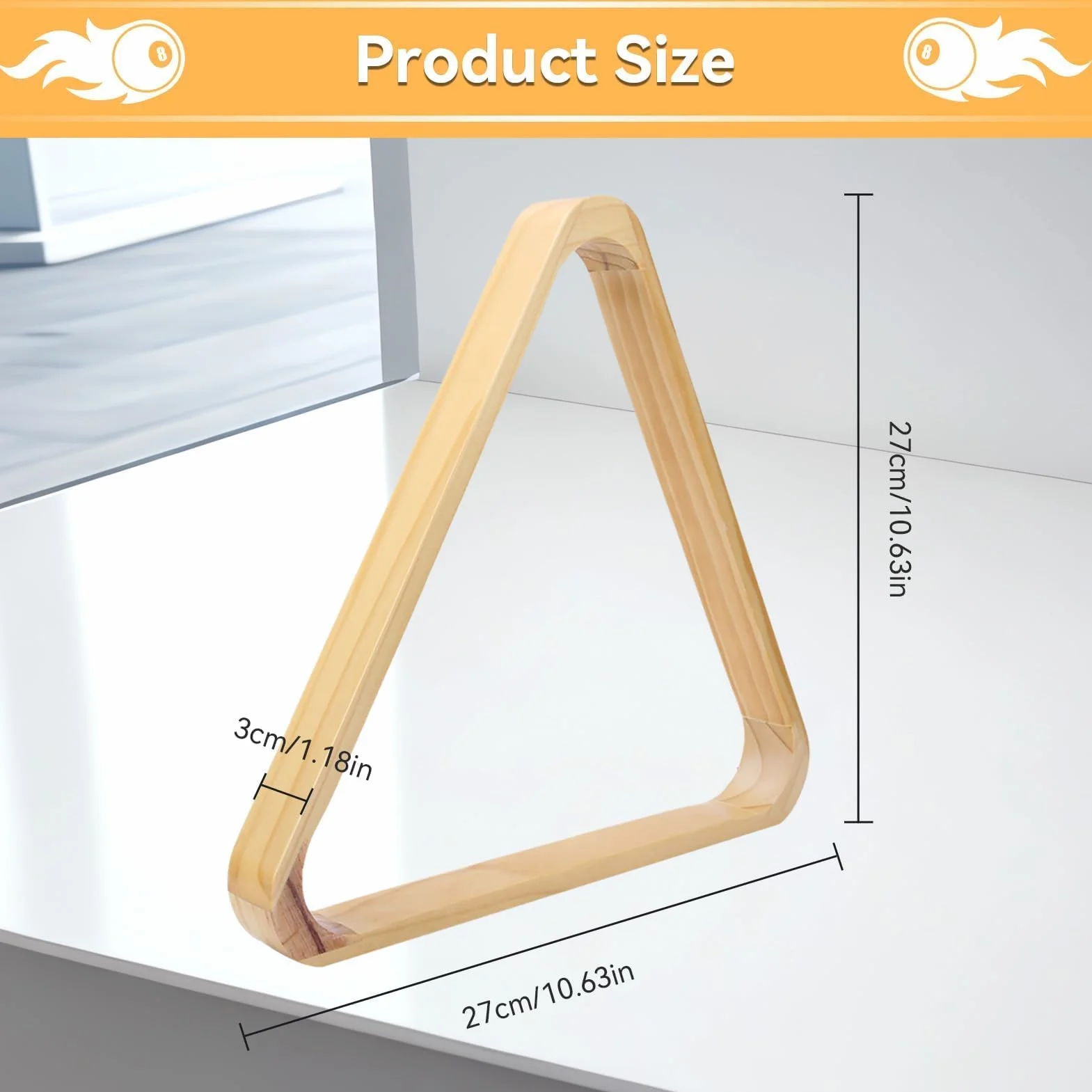 Marco De Billar Profesional De Madera Triangular Espesar Mesa De Billar Triángulo Bolas Rack Accesorios