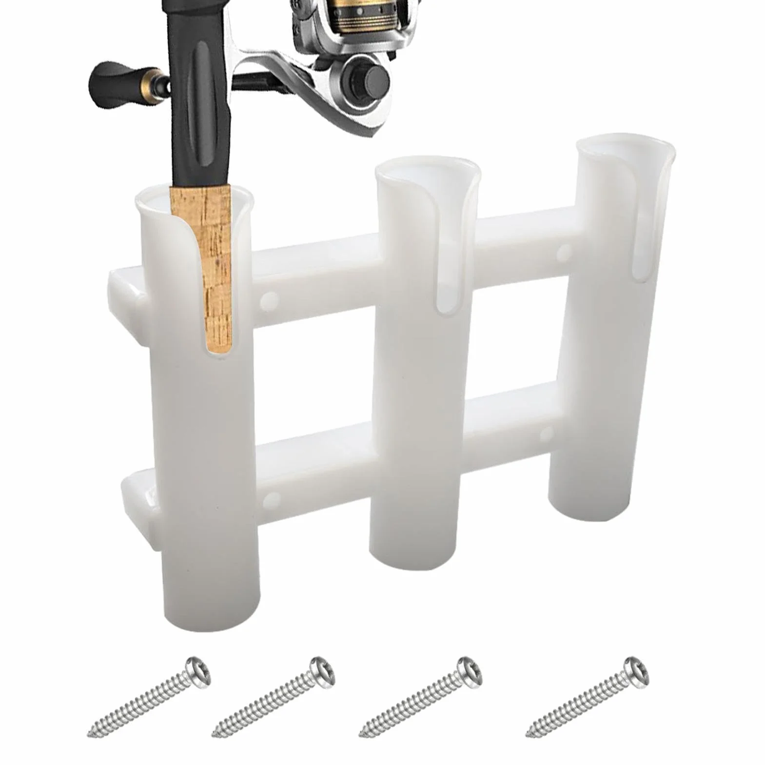 Soportes para cañas de pescar 3 tubos, tubo de almacenamiento con 4 tornillos de montaje
