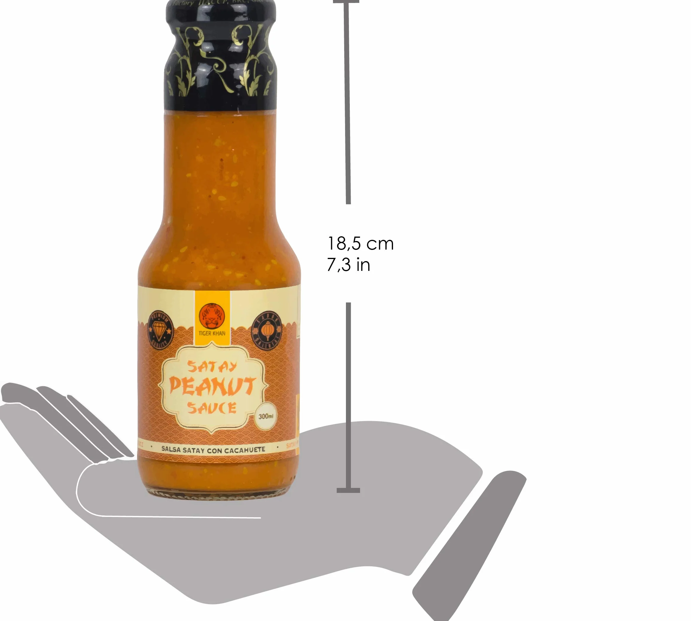 TIGER KHAN Salsa Satay de Cacahuetes para Cocina Asiática 300ml | Pack de 12