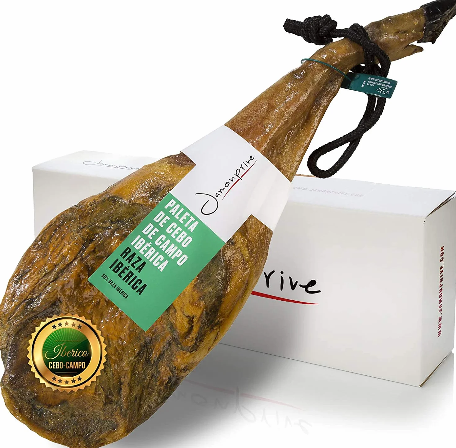 Jamonprive Jamón Ibérico Paleta (Pata Negra) de Cebo de Campo 4 - 4.5 Kg