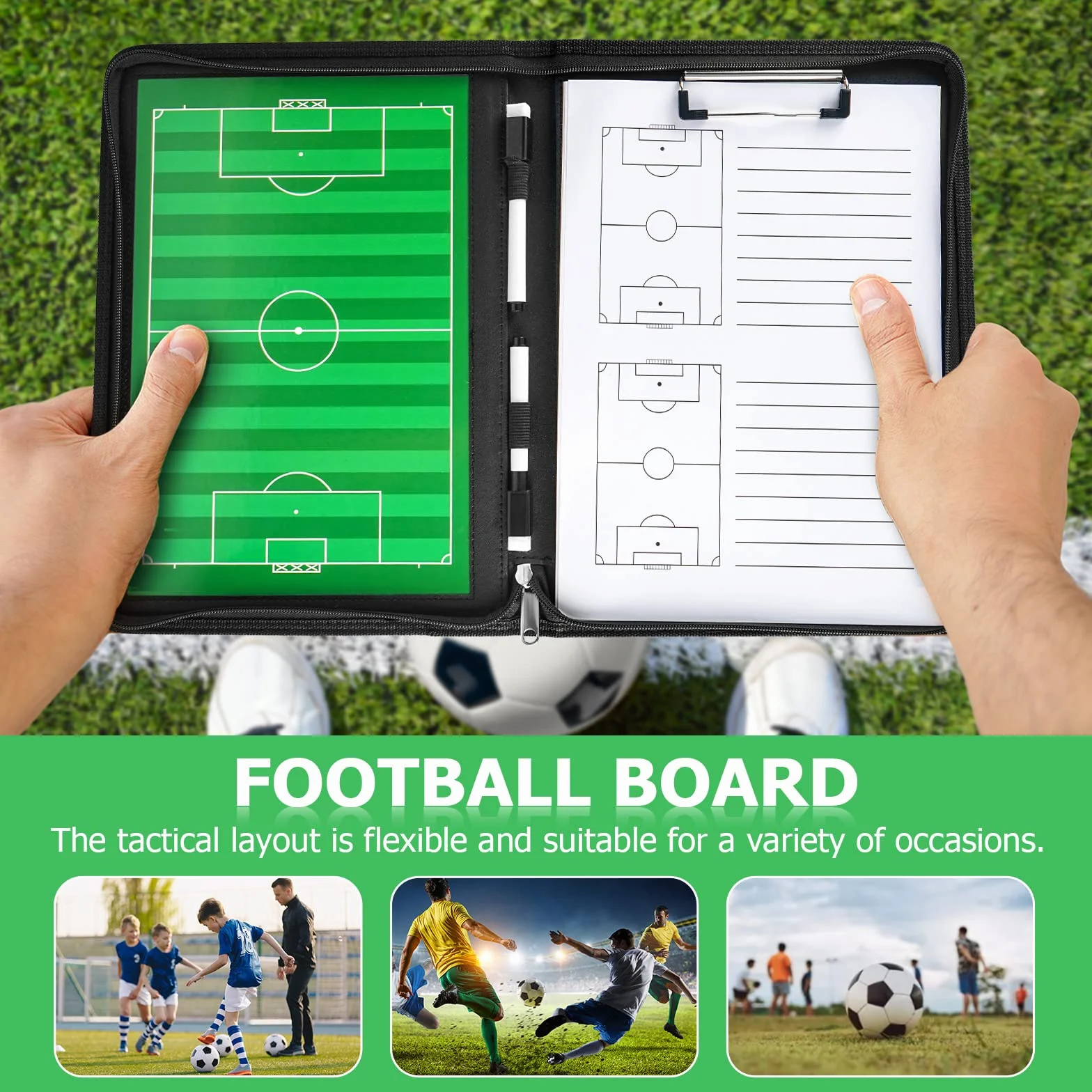 Pizarra Futbol Entrenador Carpeta Táctica Magnética Plegable con Imanes para Estrategia