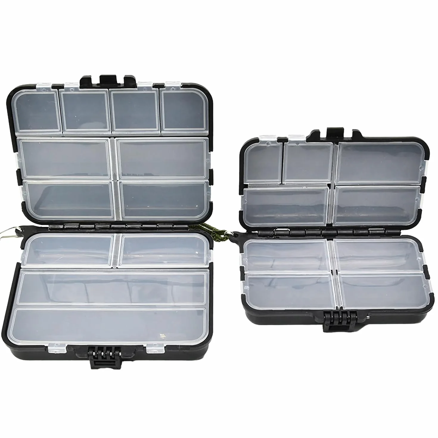 Caja de almacenamiento impermeable para accesorios de pesca, doble almacenamiento, flexible, Negro