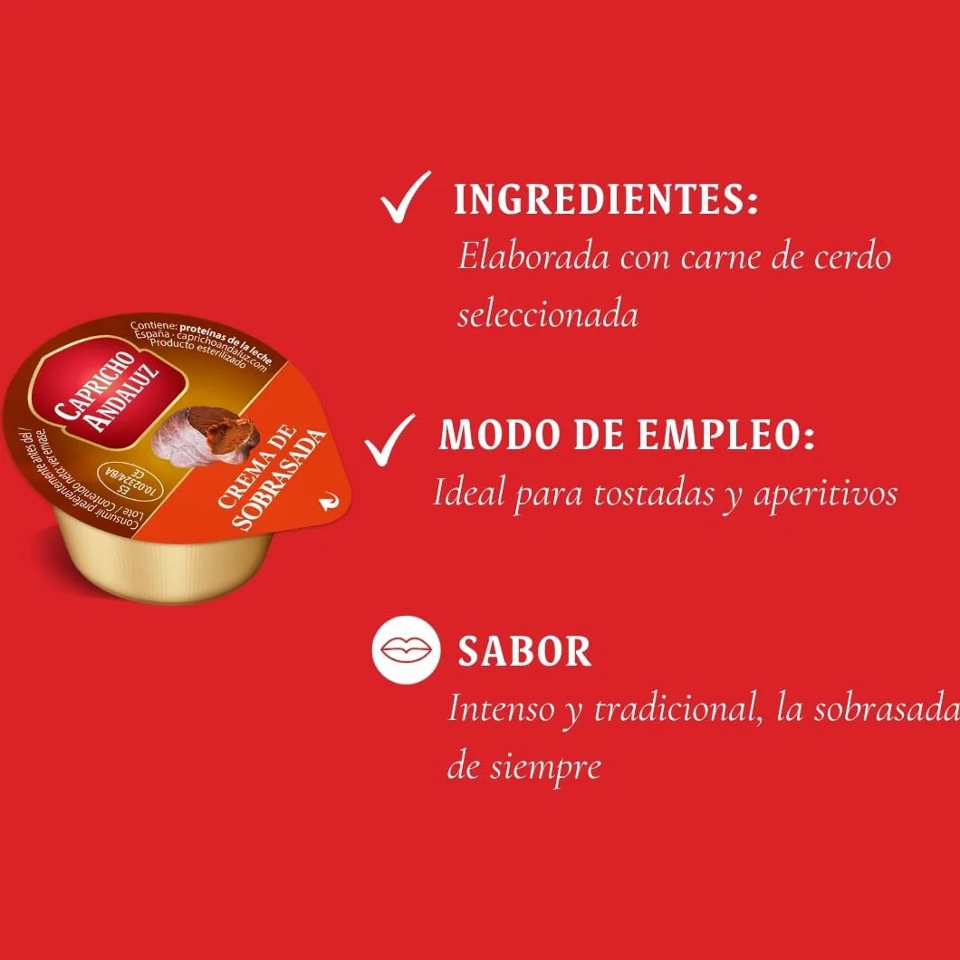 Capricho Andaluz - Tarrina Sobrasada, Caja de 40 unidades x 25g