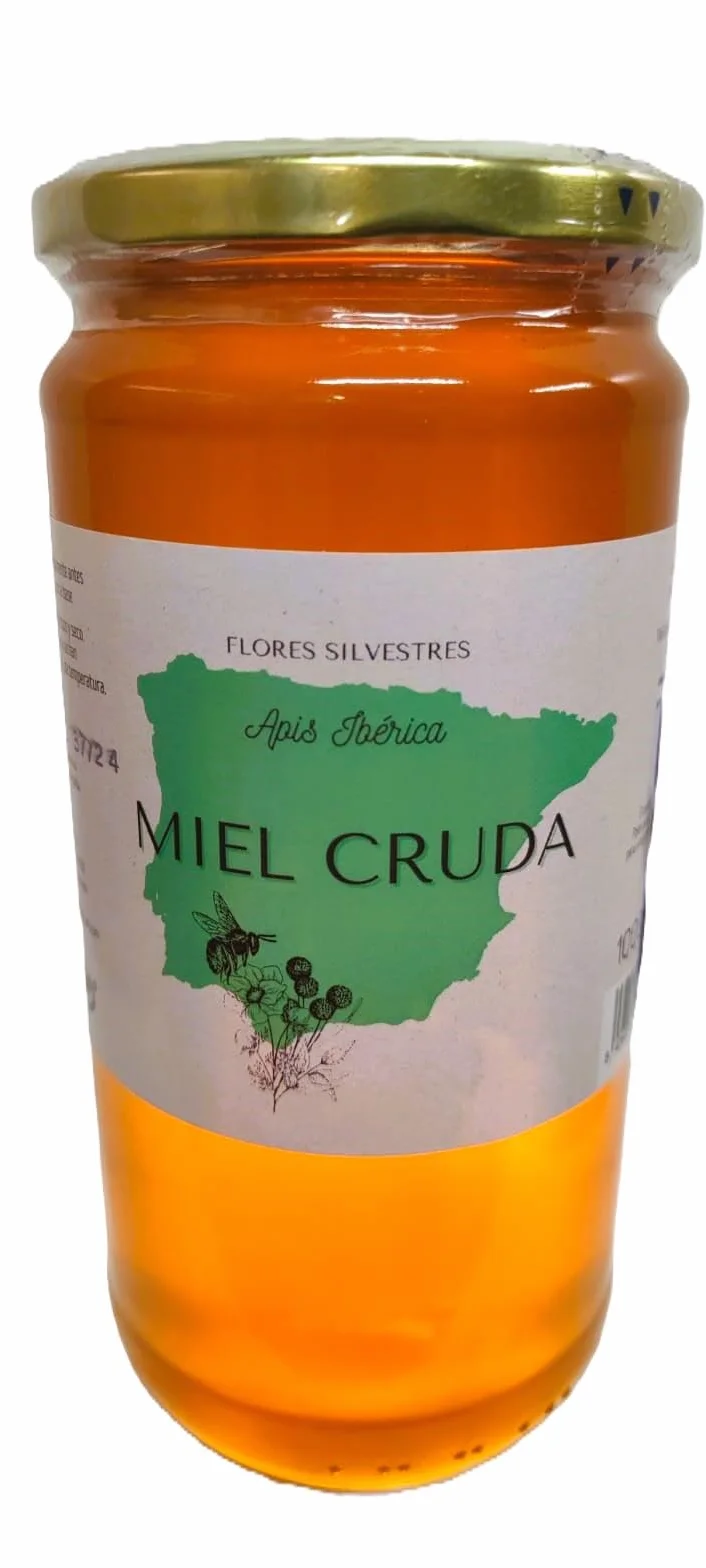 Miel Pura de Abeja-100% Origen España-Miel Cruda-1Kg-Miel Natural-Directa de Apicultor-Sin Procesar-Sin Pasteurizar. (Kg, Flores silvestres)