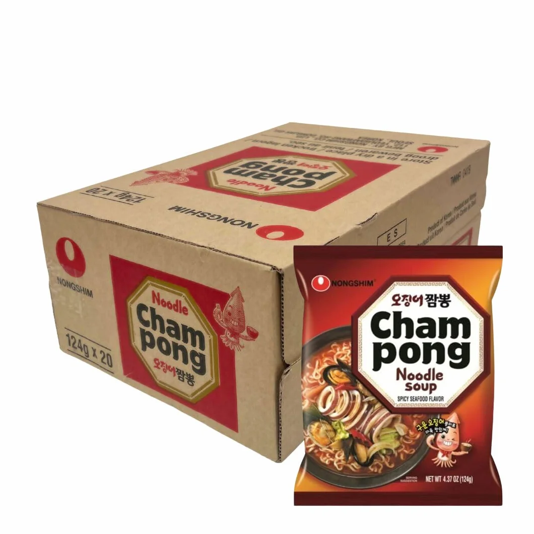 Korean Market | Ramyun Cham Pong Sabor Marisco | Ramen Coreano Instantáneo | Pack 20 | 124g
