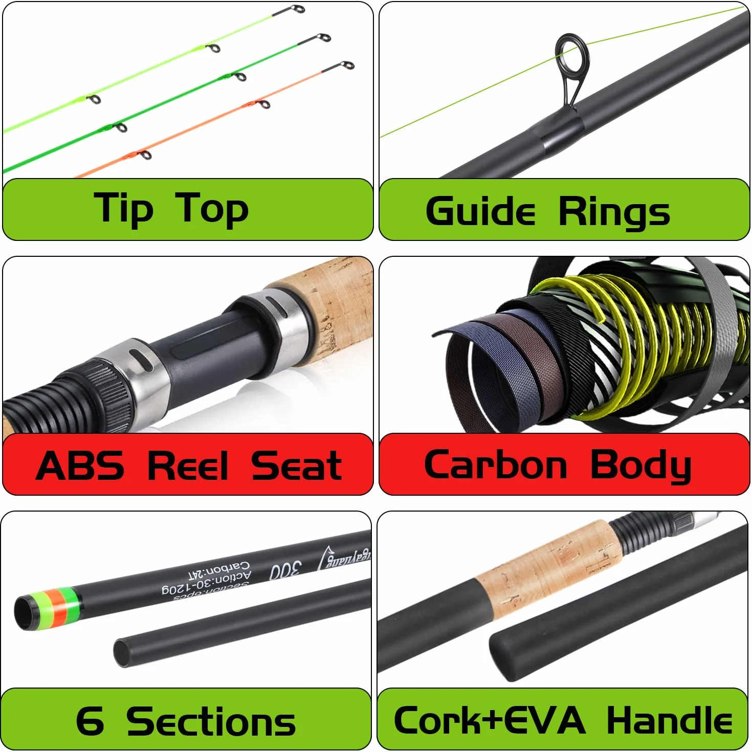 Sougayilang Feeder Rod Caña de pescar portátil 3 puntas