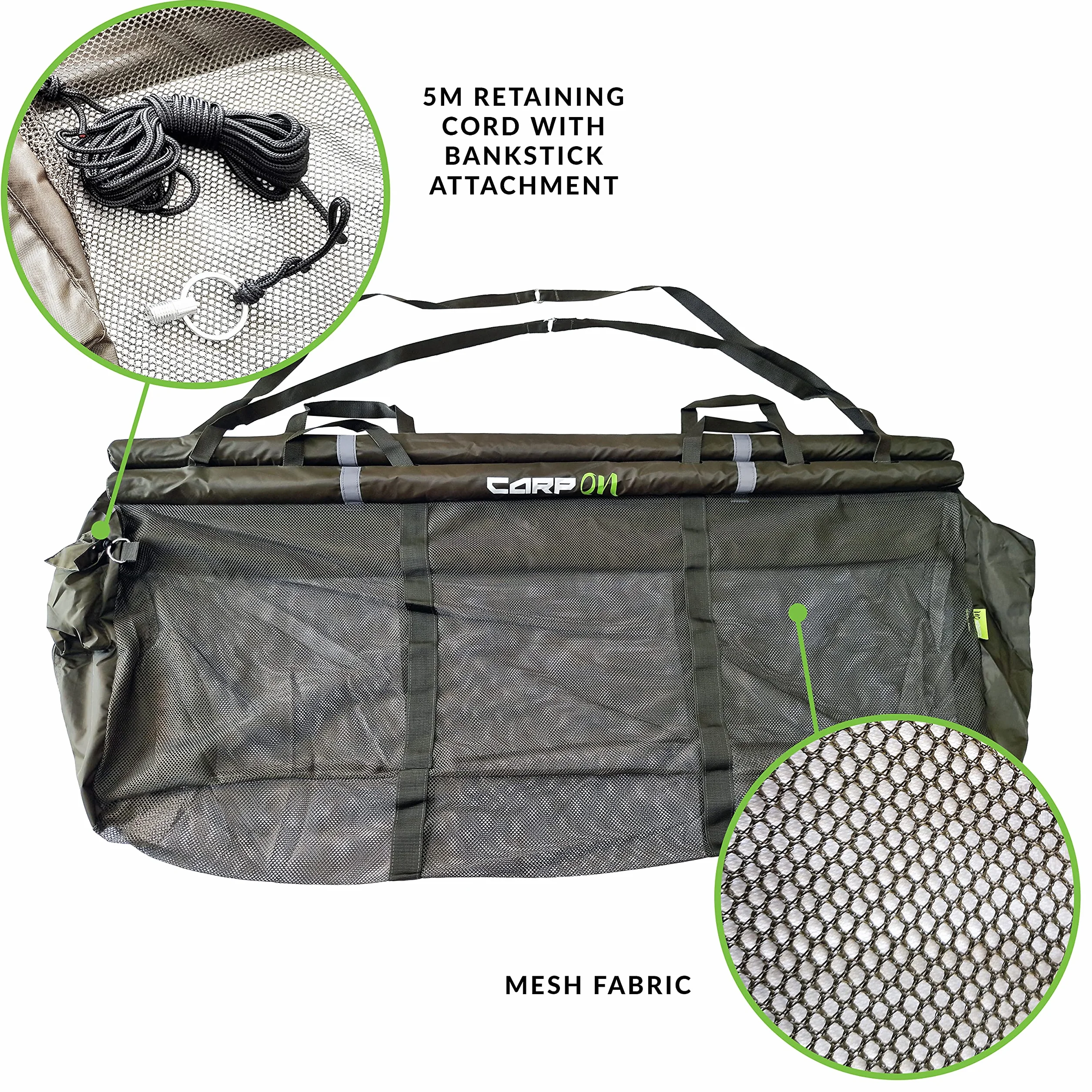 Eslinga flotante de recuperación 210D 120x35x50 cm verde oscuro con bolsa de transporte