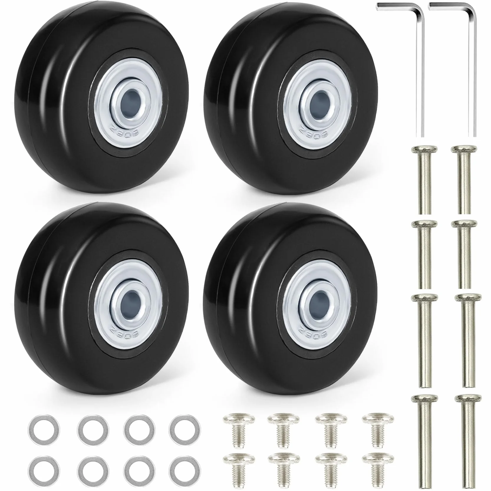 Ruedas de Maleta de Reemplazo 4 Piezas 50 mm x 18 mm Goma con Rodamientos