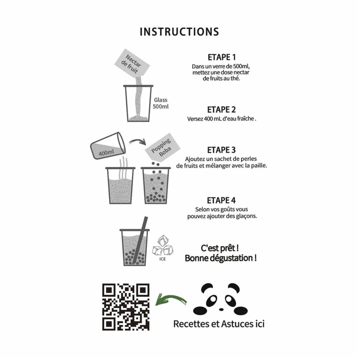 Kit de Bubble Tea MiruMiru con Perlas de Mango y Néctar de Fruta de la Pasión con Té Oolong para 2 Bebidas