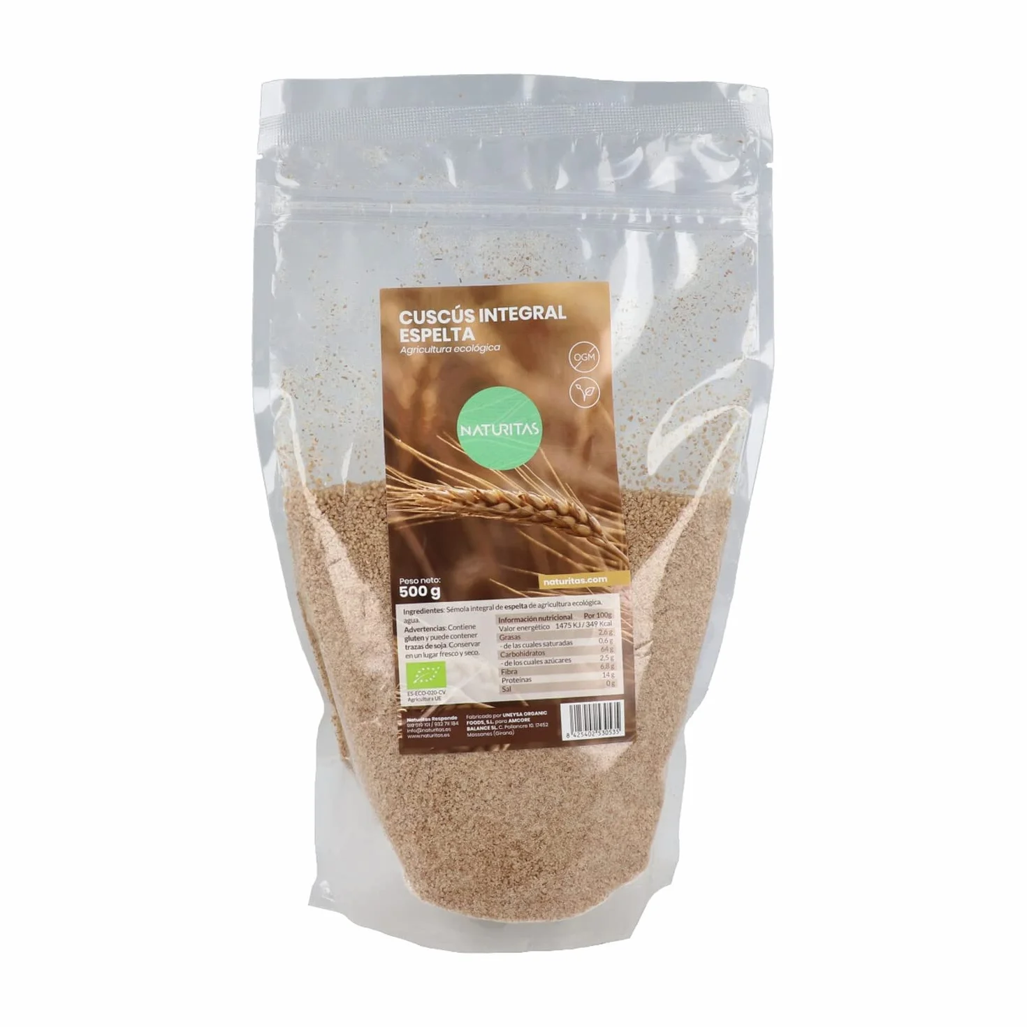 Cous Cous integral de espelta Bio | 500 g | Naturitas Essentials | Cereal antiguo rico en fibra | Sémolas | Semola De Trigo