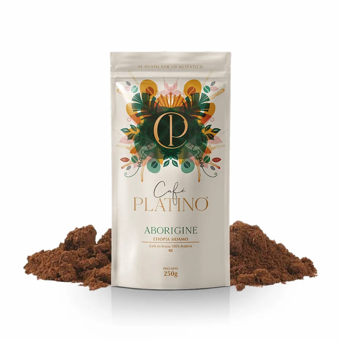 Café Platino Aborigine - Café Molido de Etiopía Sidamo Tostado 250g - 100% Arábica G2