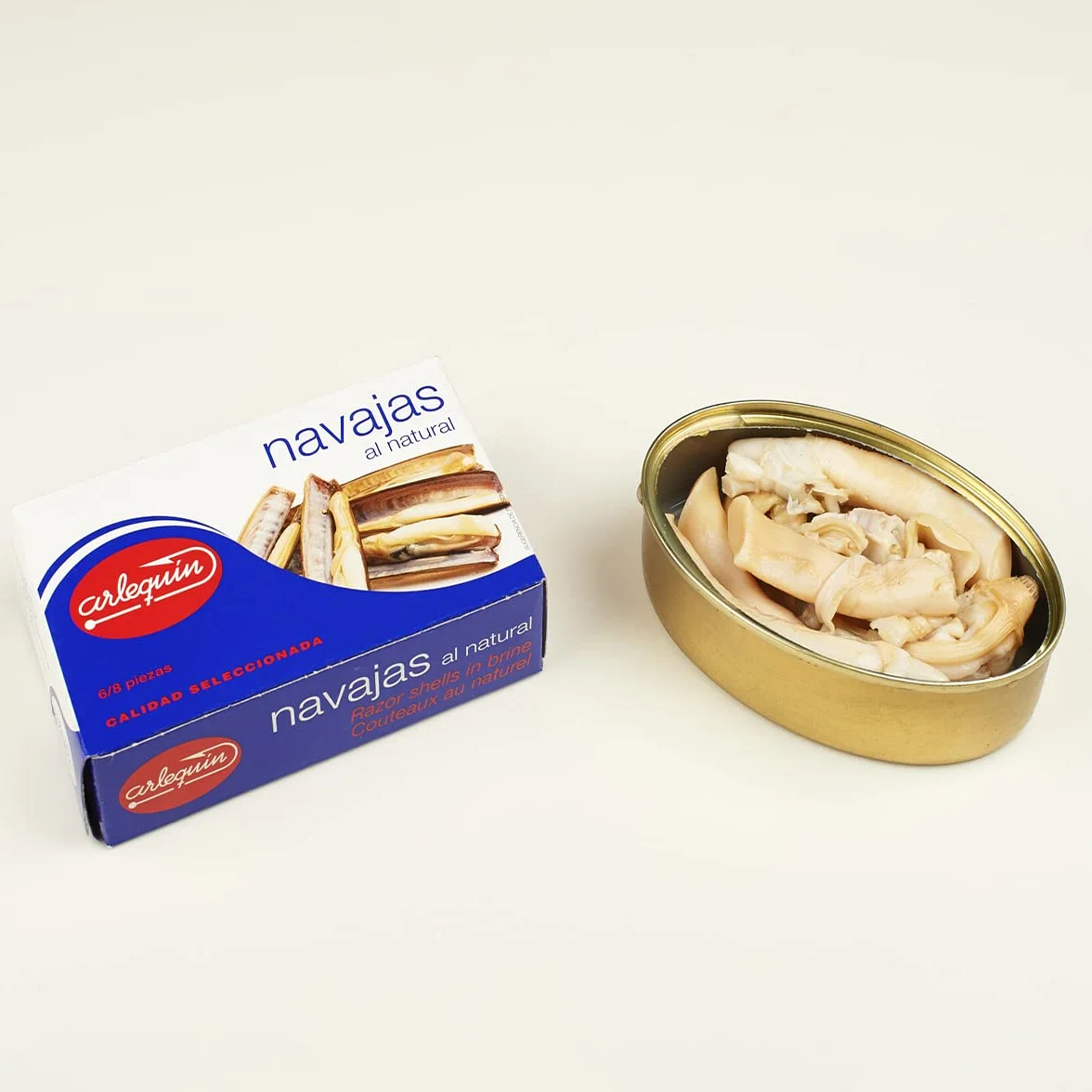ARLEQUIN Navajas al Natural, Pack de 4 Latas de 120 grs. y 4/8 Unds (480 grs y 16/32 unds)