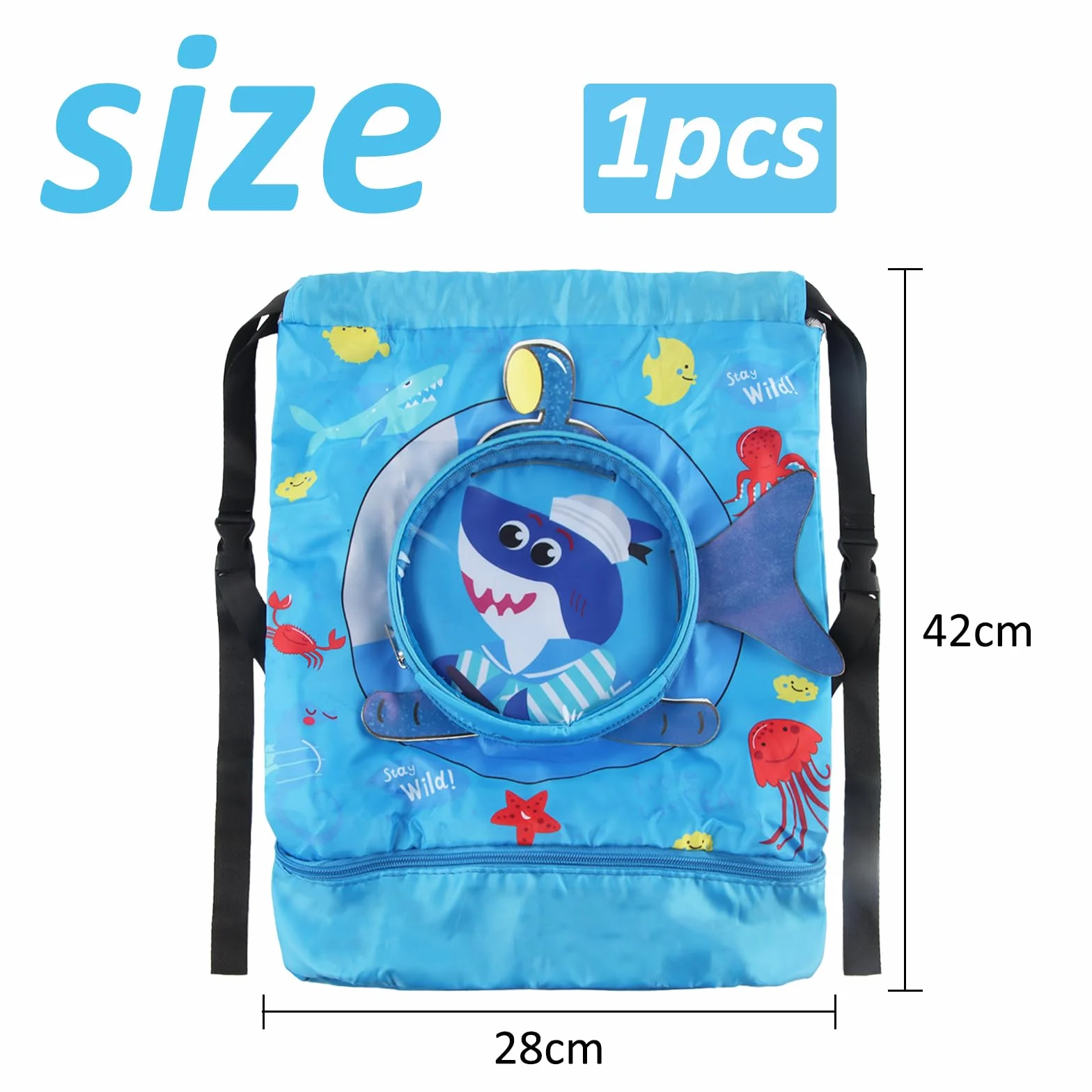 ZoneYan Mochila Cuerdas Niños Impermeable Bolsa Natación Piscina Separación Seco-Húmedo Compartimento Zapatos