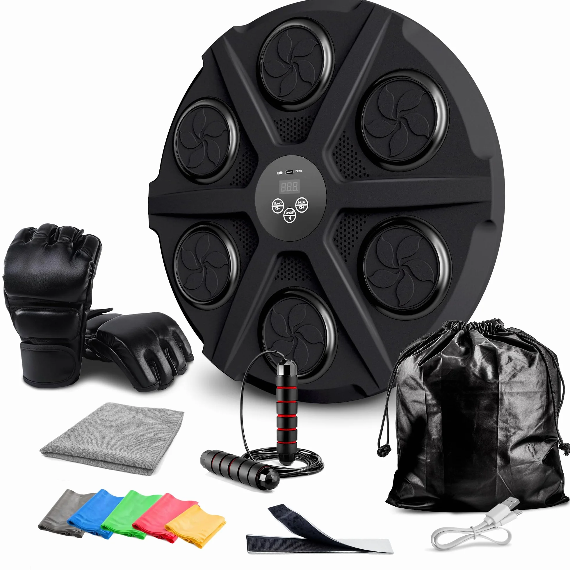 Ezero Maquina de Boxeo Musical con Bluetooth LED 12 Niveles Entrenamiento Pared