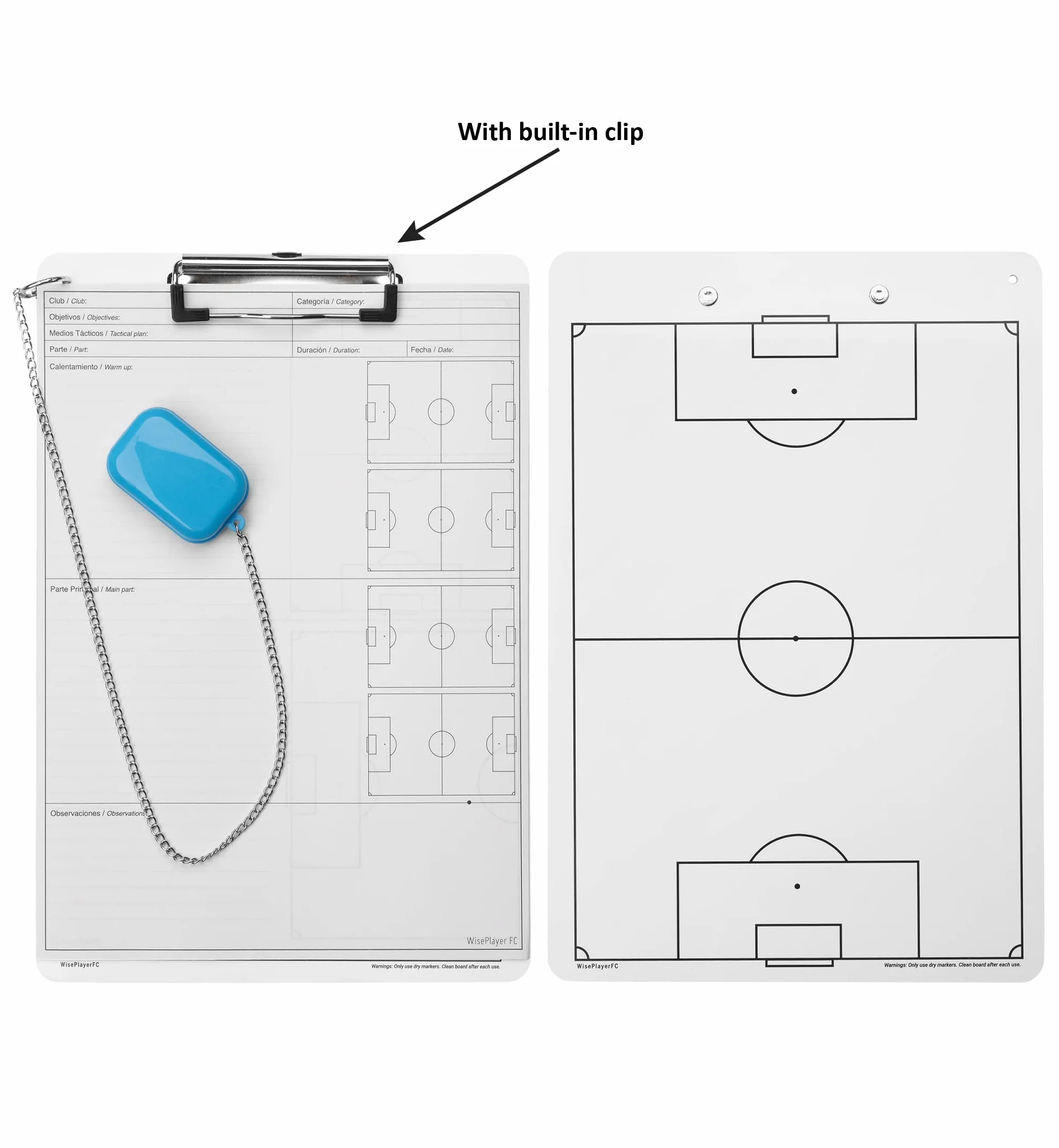 Pizarra Táctica Fútbol Reversible para Entrenadores con Silbato, Hojas y Bolsa