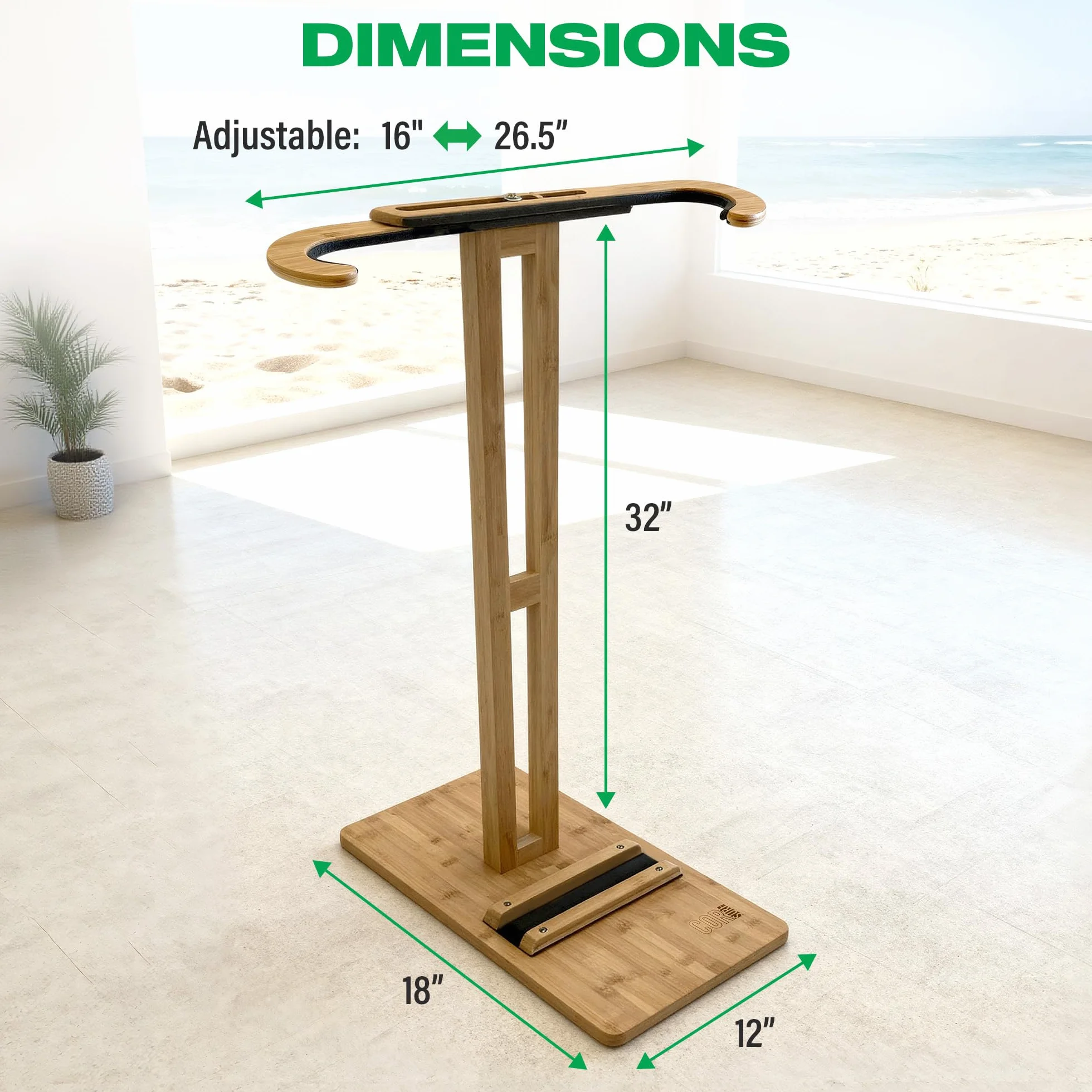 Pie de bambú para tablas de surf | Soporte para exponer tu tabla