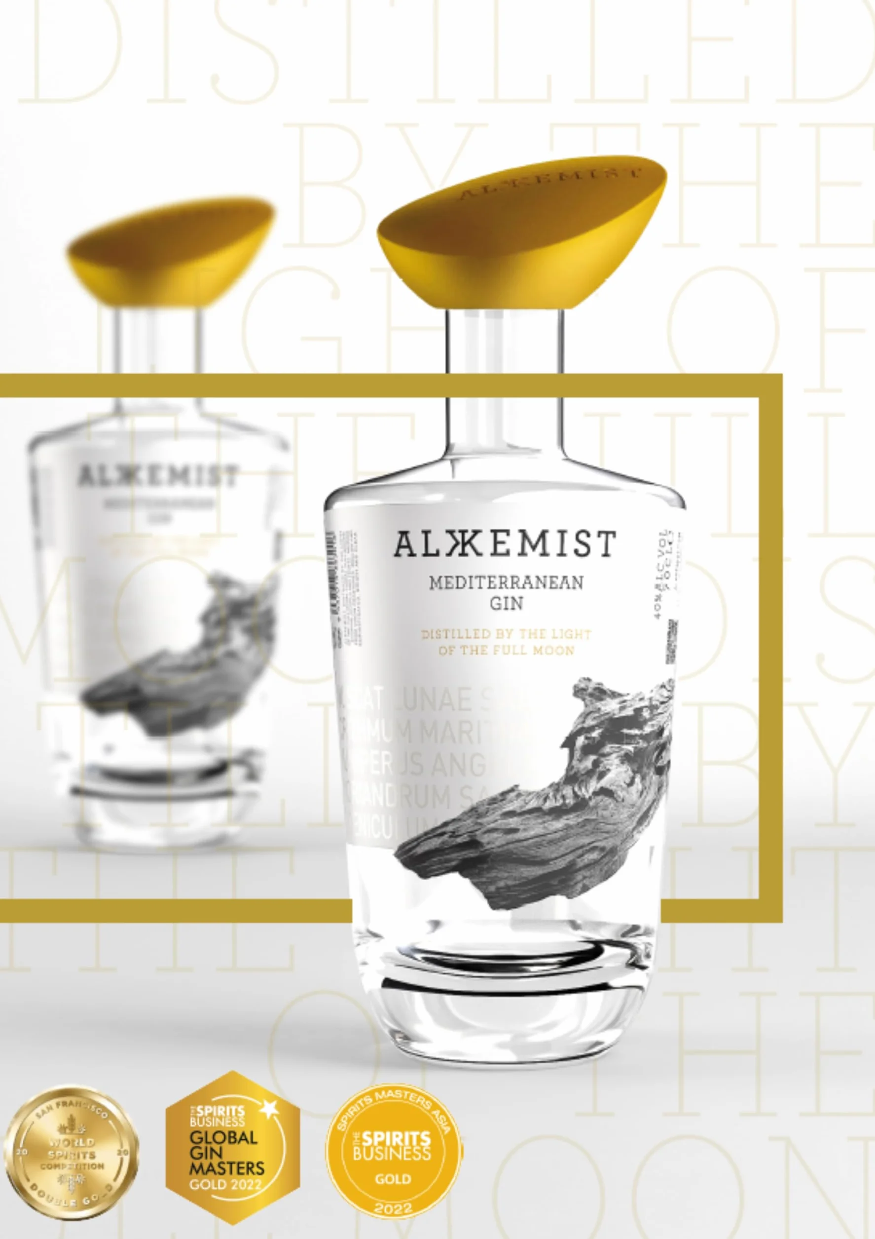 Alkkemist Gin - Ginebra Premium Mediterránea - Elaborada con uva moscatel - 40º 700 ML
