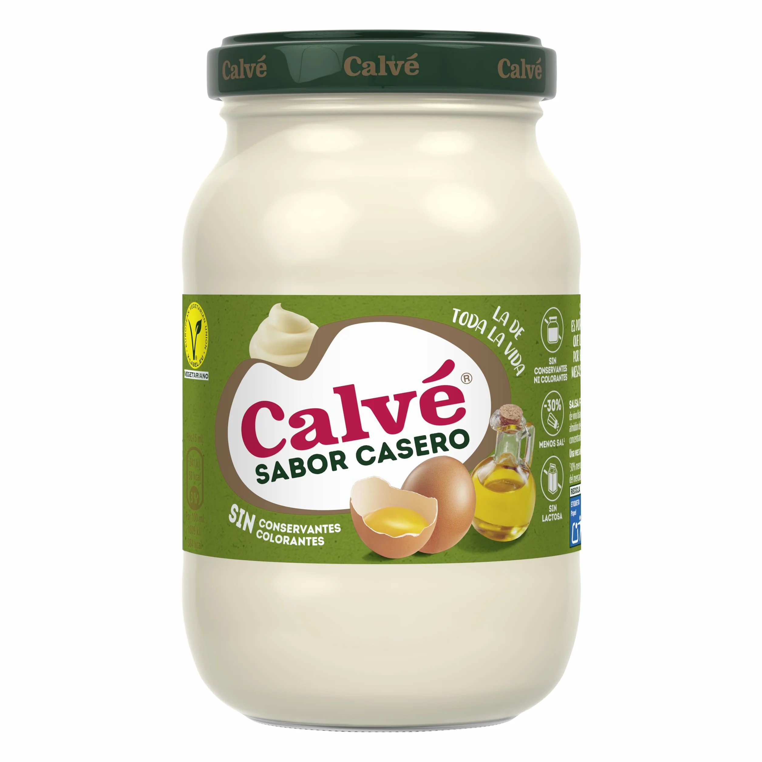Calvé Salsa en tarro Sabor Casero sin conservantes, 30% menos sal 210ml, Pack de 12 unidades