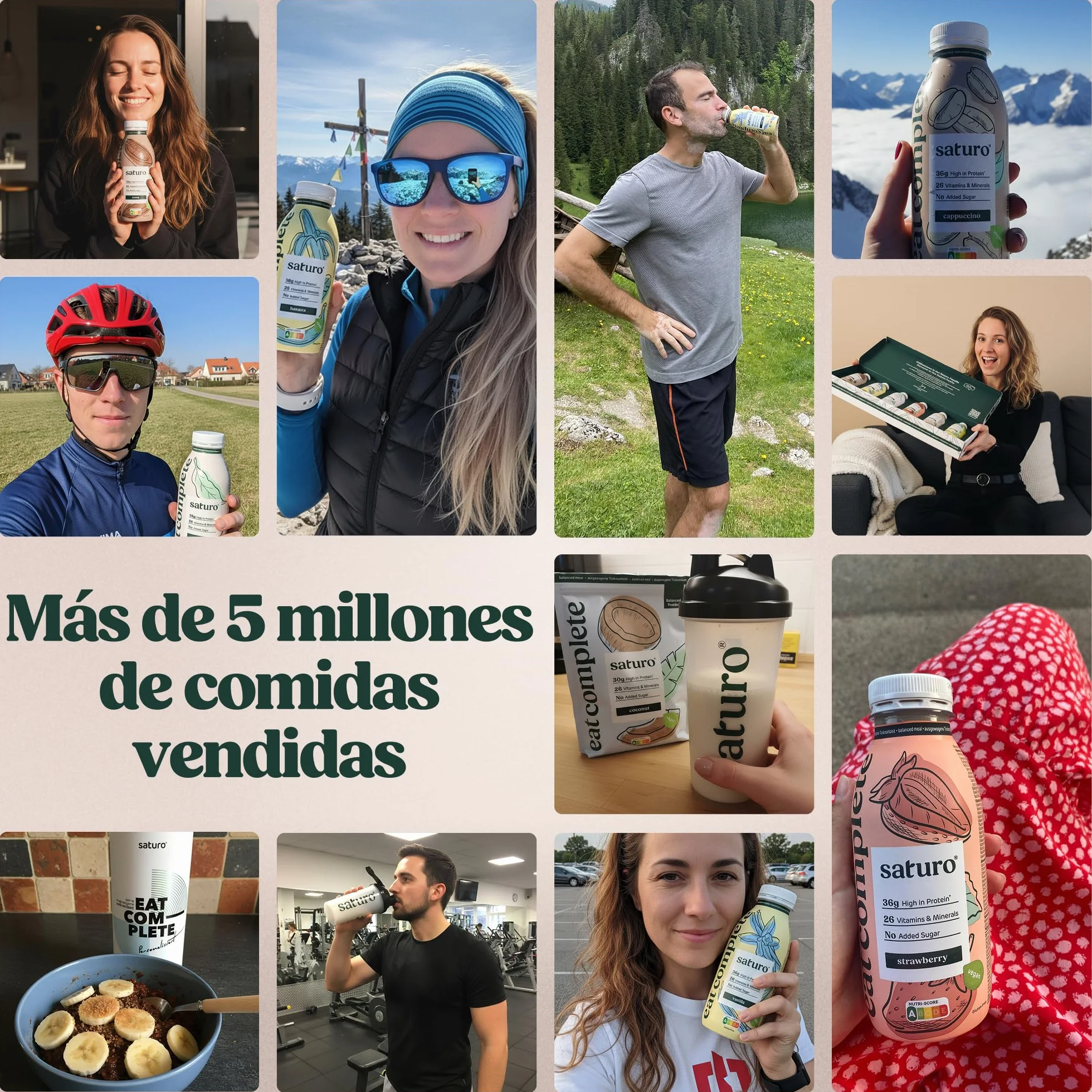 Saturo Batido de Original Sustituto de Comida | Comida para astronautas con proteínas y 500kcal | Vegano | Comida bebible con nutrientes esenciales | 6 x 500 ml