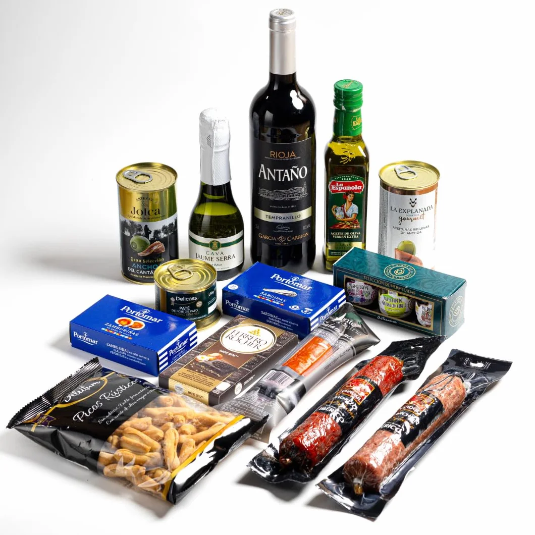 FAMILYCOM Cesta Gourmet para regalar - Surtido con Chocolates originales de regalo - Lote de embutidos, Conservas, Selección de vinos, Champagne, Aceite De Oliva Virgen - Regalo Hombre, Mujer