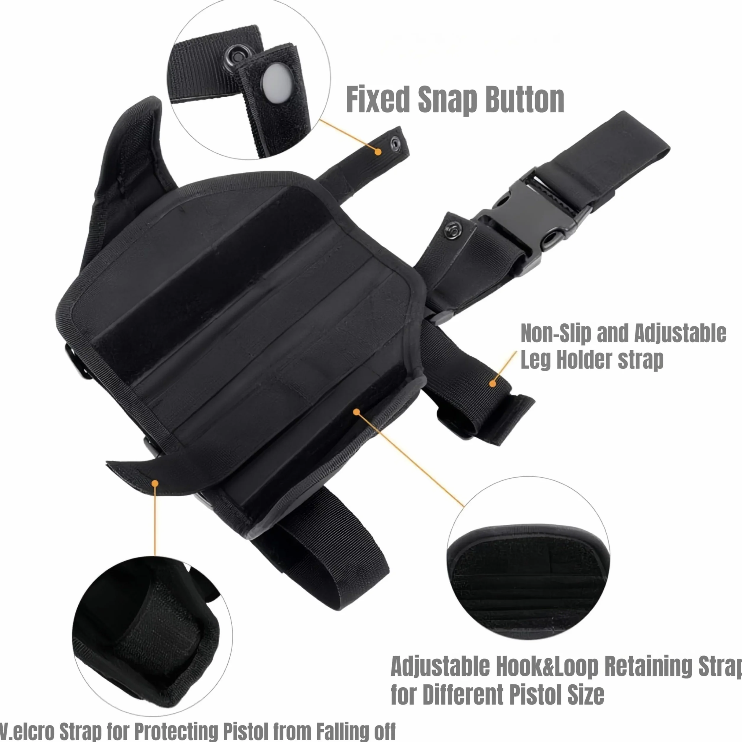 Funda de Pierna abatible táctica para Pistola de Muslo diestros con Bolsa para Cargador