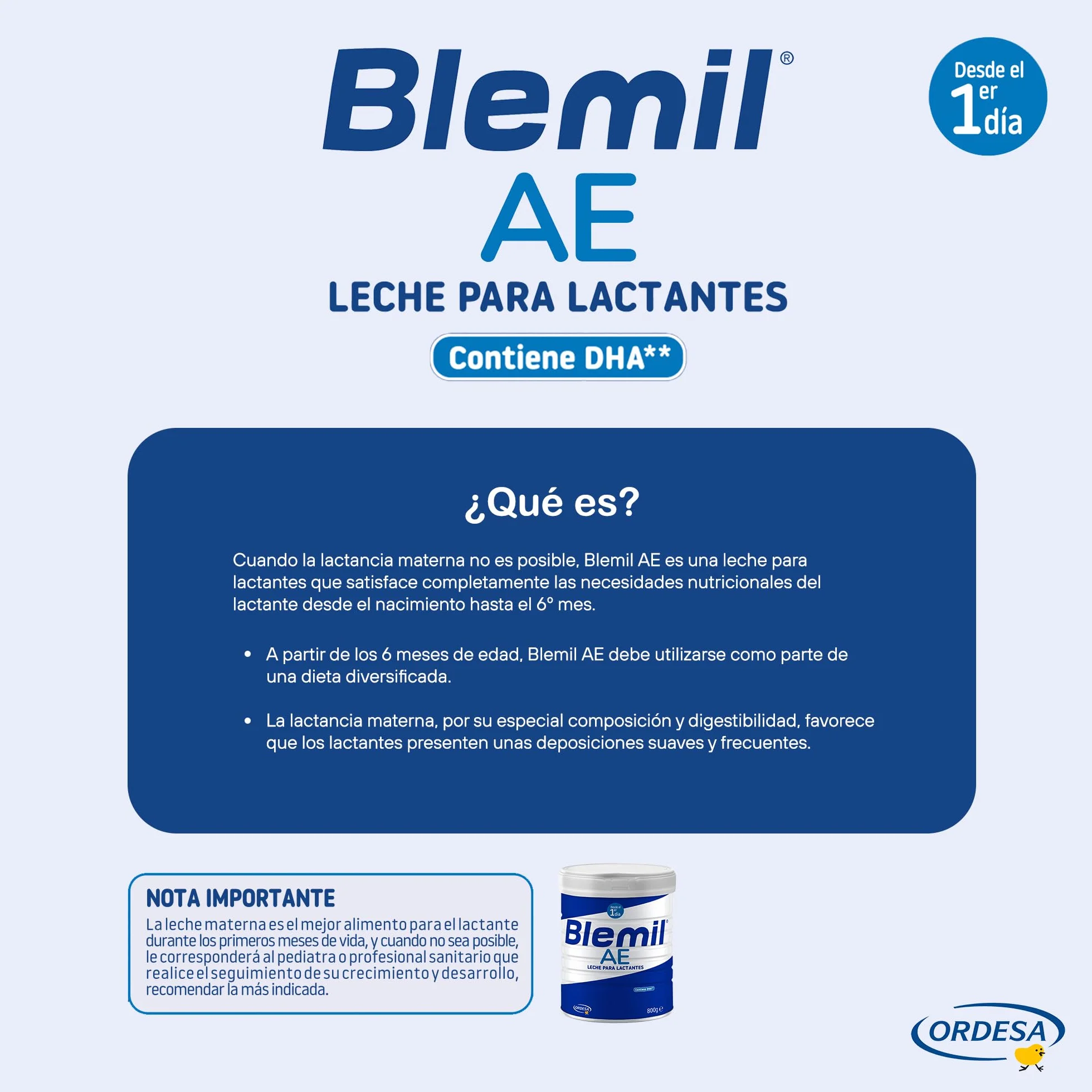 Blemil AE 800g Leche de Inicio en polvo Anti Estreñimiento