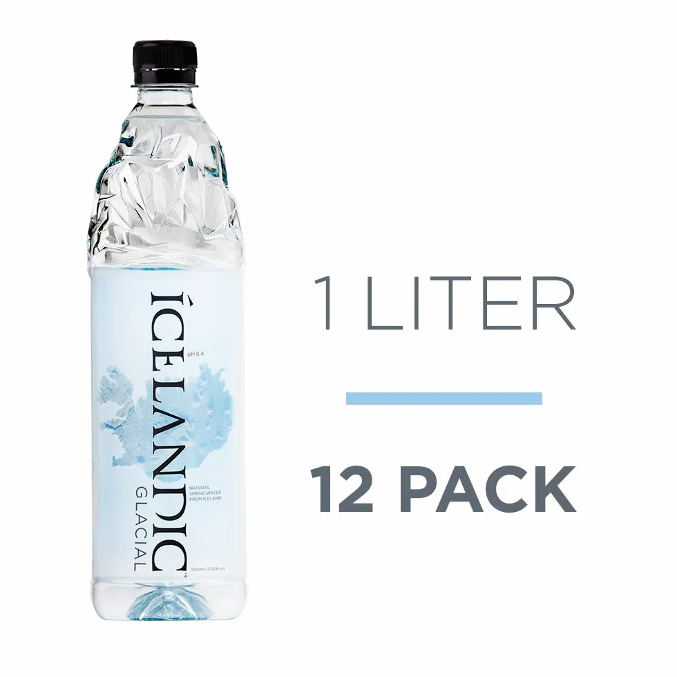 Icelandic Glacial Agua Premium Sin Gas 1L Botellas de PET Reciclado x 12 Por Paquete – Alcalina/Bajo pH, Empaque Reciclado, Sin BPA, Carbono Neutral desde el Manantial Islandés. Bajo Contenido de TDS.