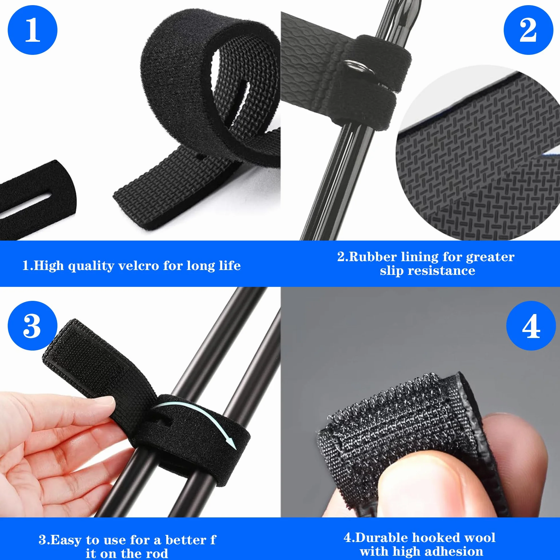 Correas para Cañas de Pescar Elásticas 20 Piezas Azul Blanco