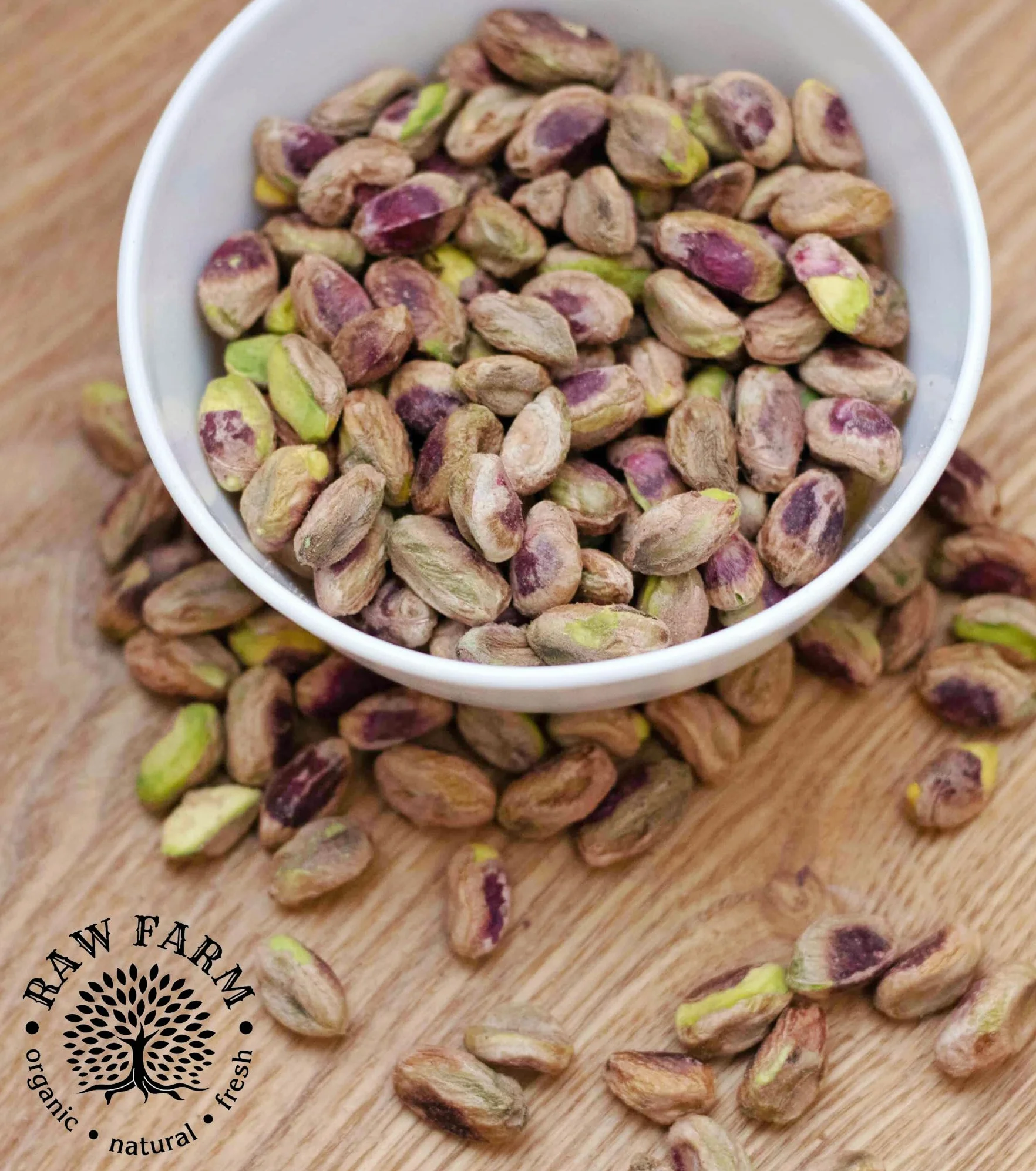 Raw Farm - Pistachos Crudos Enteros Pelados - 500g - Ricos en Fibra, Sin Gluten, Sin Soja