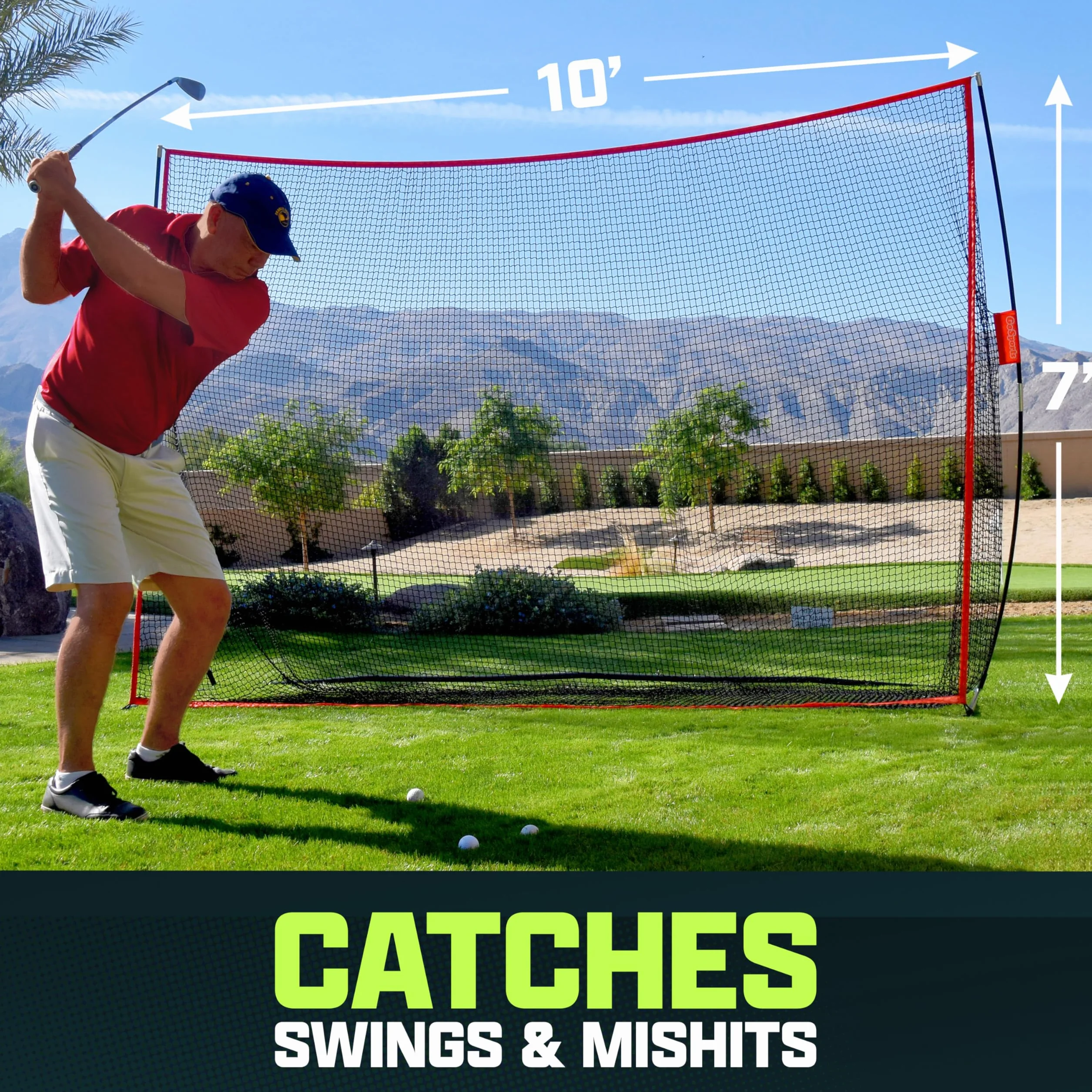GoSports Red de práctica de Golf 3x2,3 m, Rango de conducción para Interiores o Exteriores