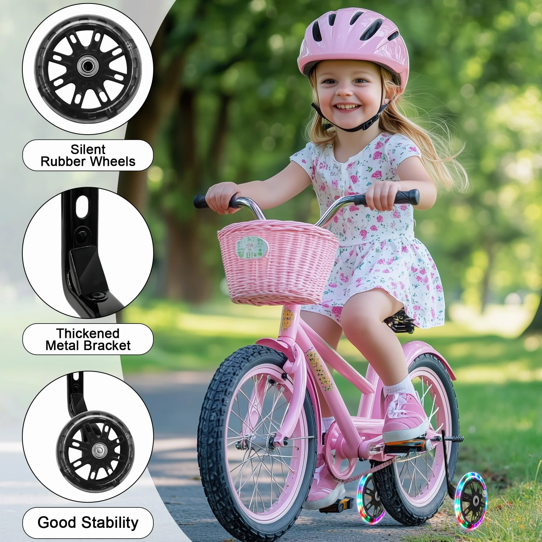 VEEKAY Ruedas de apoyo para bicicleta infantil Estabilizadores Ruedines Universal 12 14 16 18 20 Pulgadas