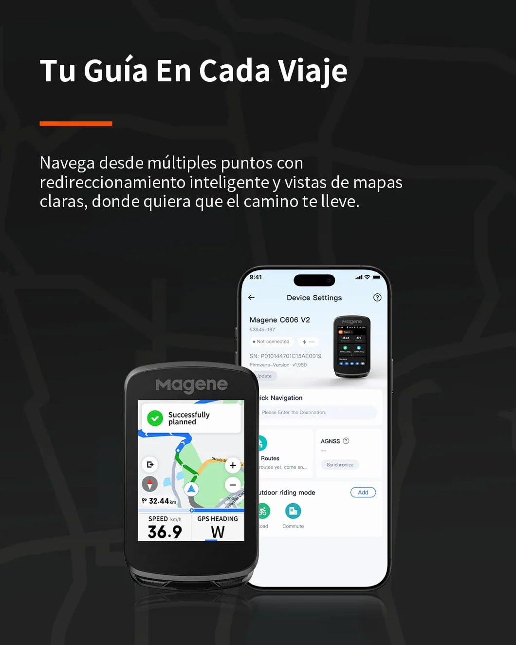 Magene C606/C606 V2 GPS Ciclocomputador, ClimbPro, Wi-Fi y Bluetooth