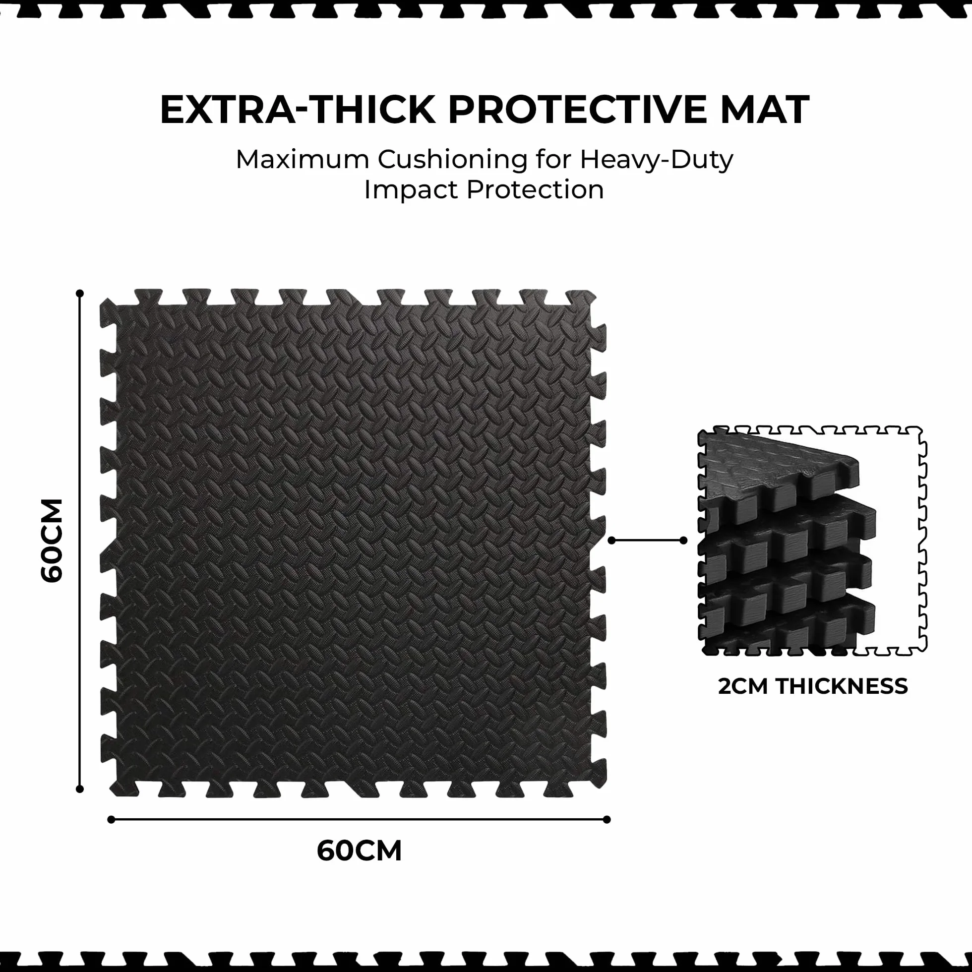 SAKUSEI Baldosas de espuma entrelazadas EVA 2 cm 60x60 cm suelo de gimnasio resistente 8 piezas