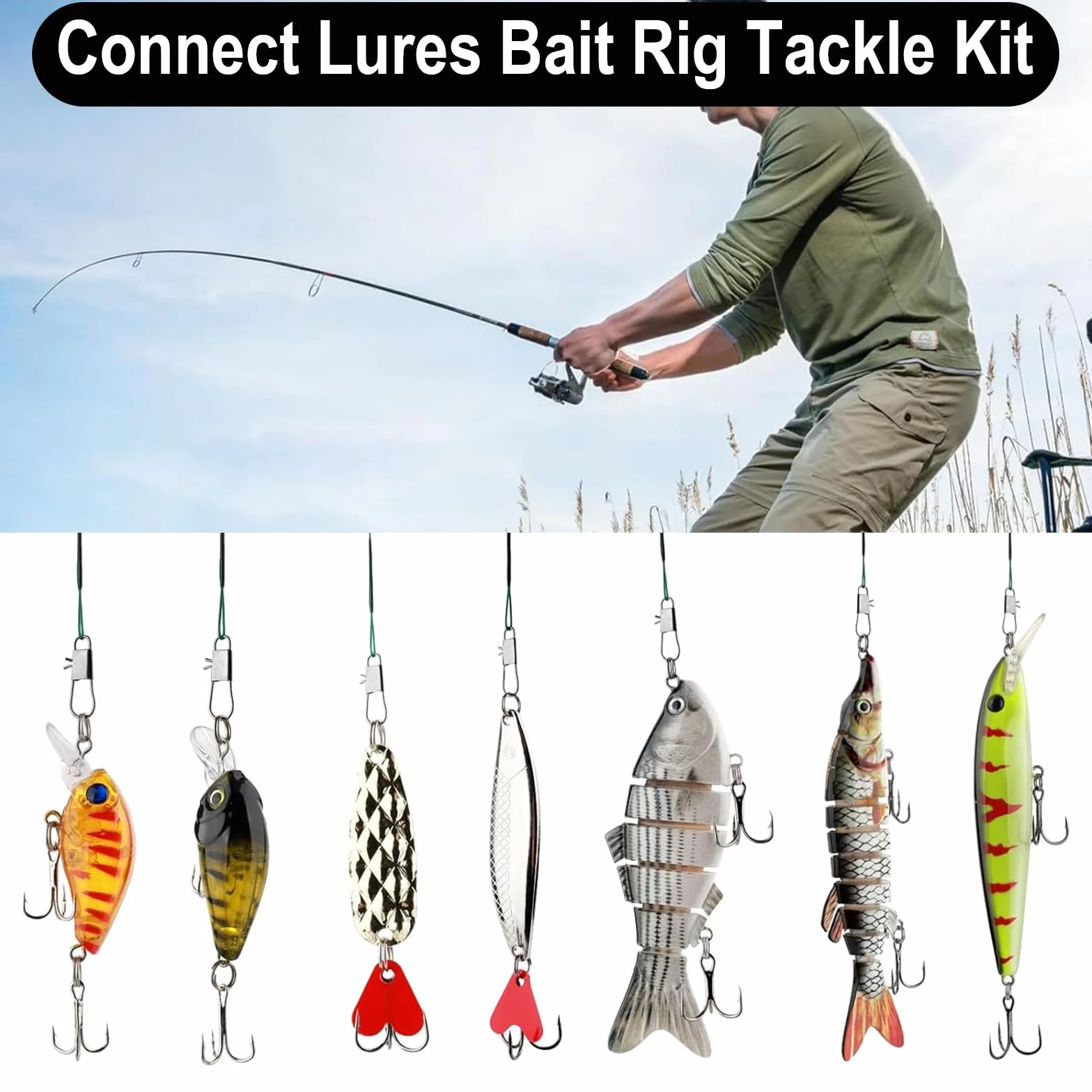 Bajos de línea de Acero para Pesca del Lucio, Lote 50 uds, 5 Tamaños (10-30 cm)